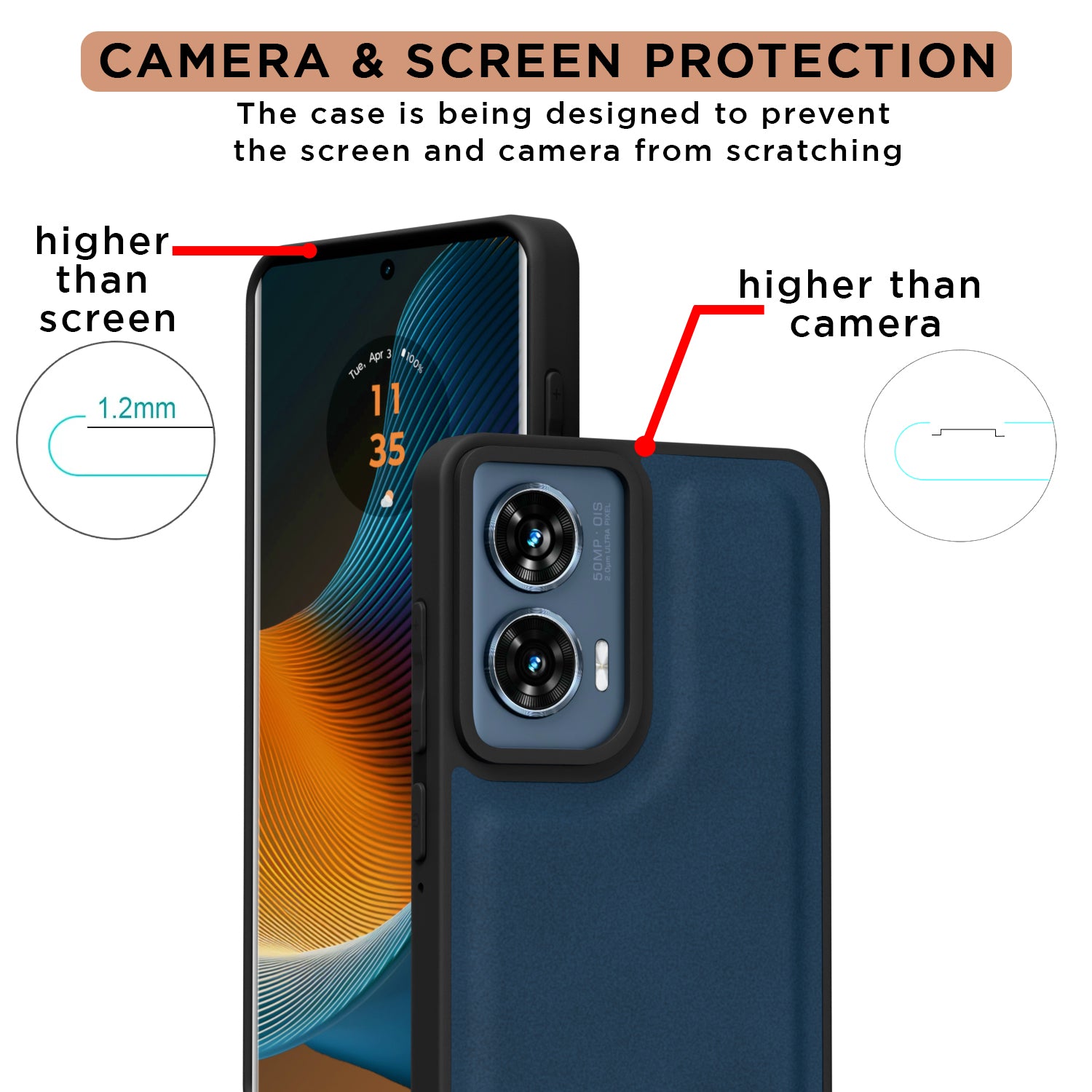 Pikkme Motorola Moto Edge 50 Fusion 5G Premium Super Soft-Touch Leatherback Case (Blue)