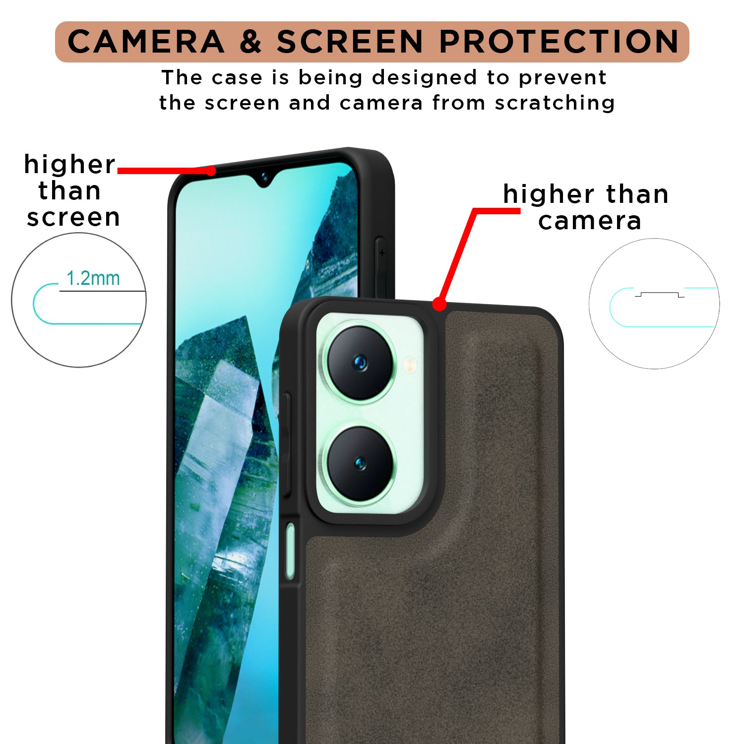 Pikkme iQOO Z9 Lite 5G | Vivo T3 Lite 5G | Vivo Y18 | Y18e | Y03 Premium Super Soft-Touch Leatherback Case (Brown)