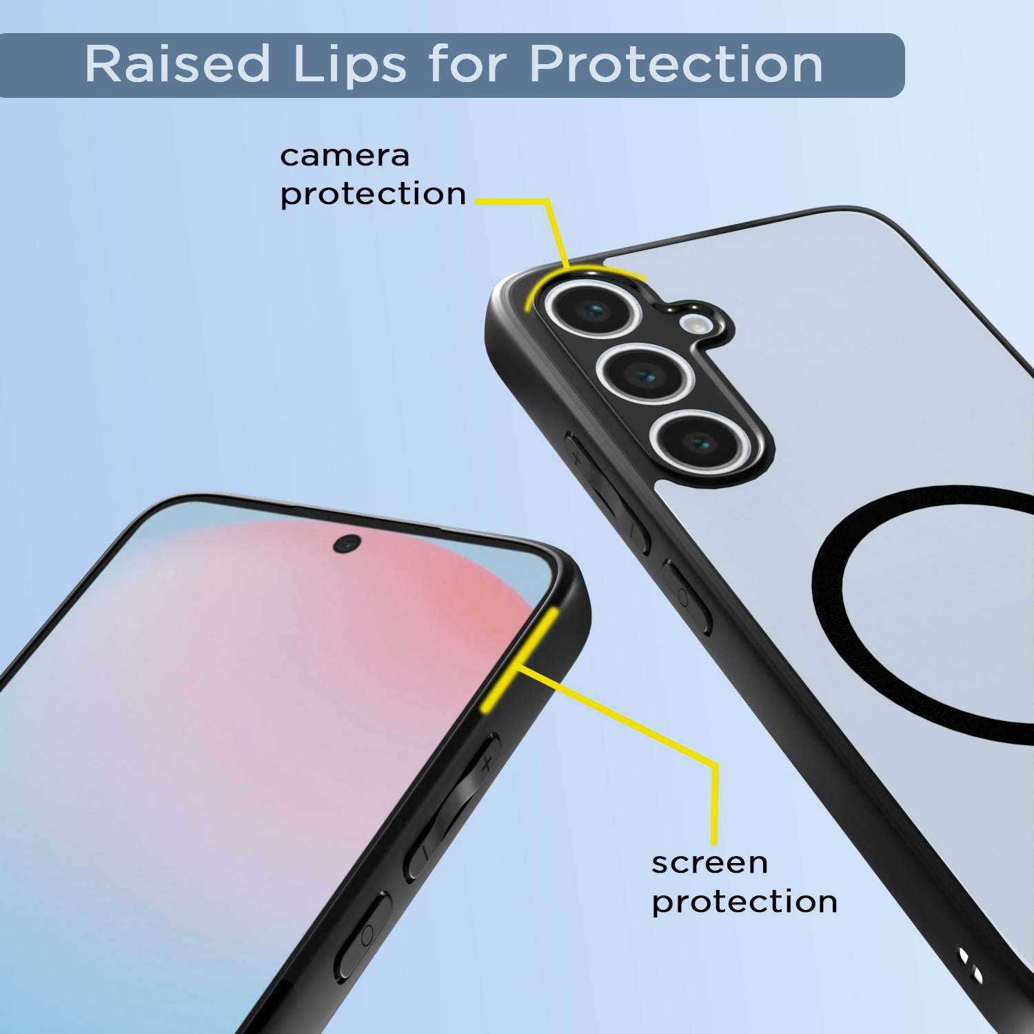 Pikkme Samsung Galaxy S24 FE 5G Eagle 2 Mag-Safe Shockproof Hard Transparent Back Cover (Black)