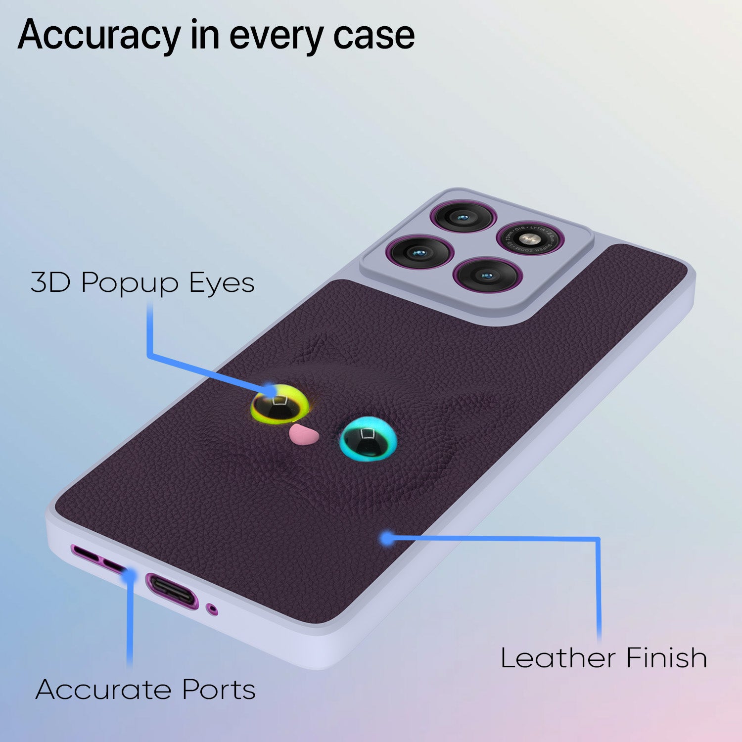 Pikkme Motorola Moto Edge 60 Pro 5G kitty Back Cover (Purple)