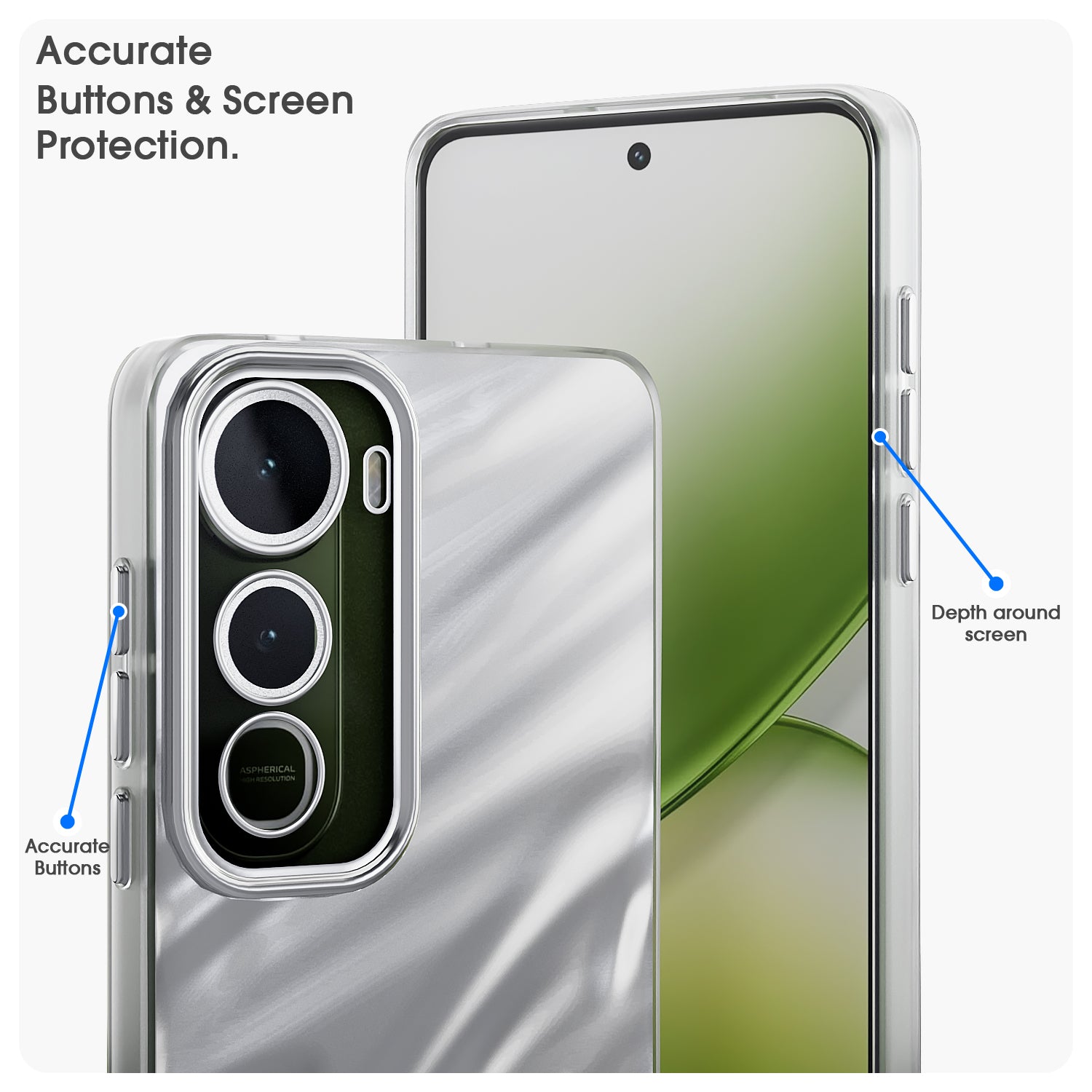 Pikkme Vivo Y400 5G Swirl Design Silver Forest Back Cover (Silver)