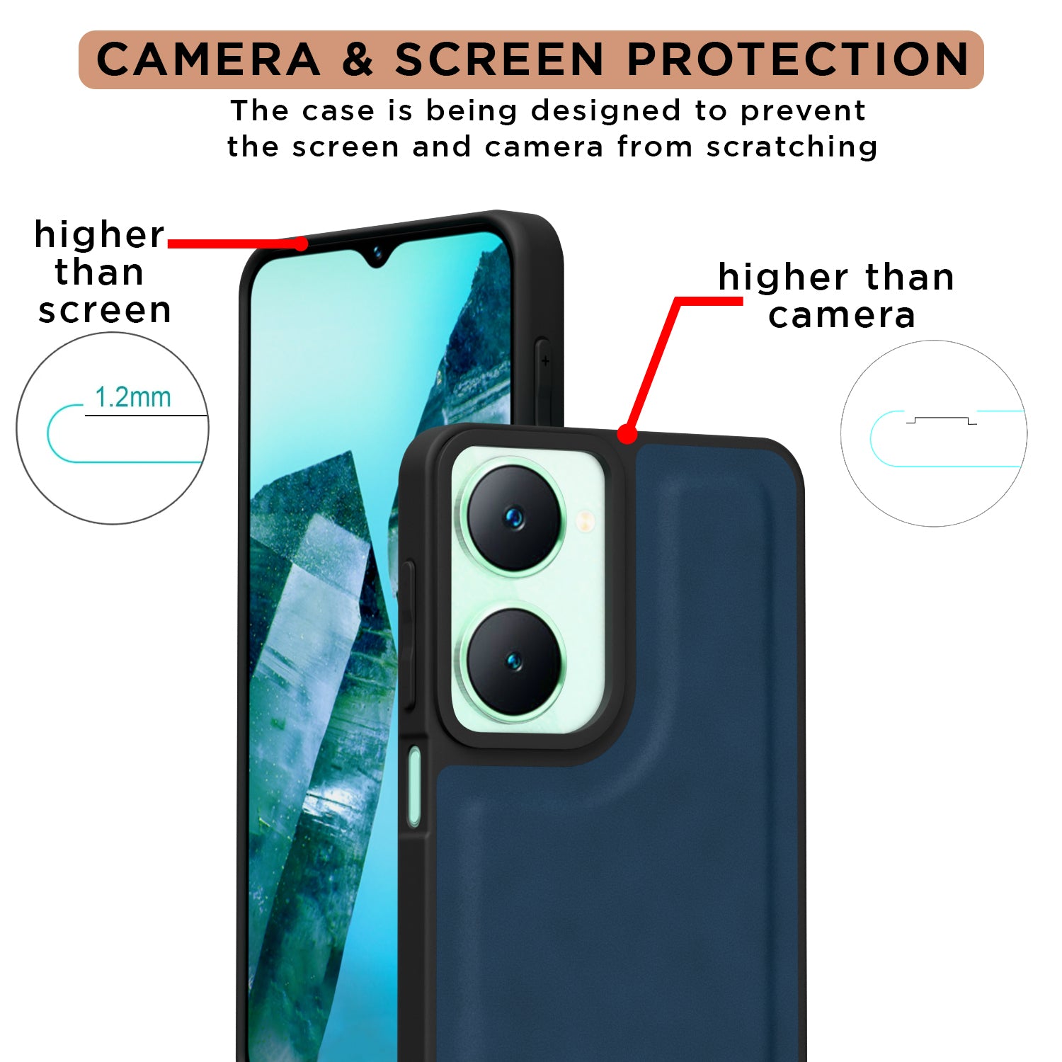 Pikkme iQOO Z9 Lite 5G | Vivo T3 Lite 5G | Vivo Y18 | Y18e | Y03 Premium Super Soft-Touch Leatherback Case (Blue)