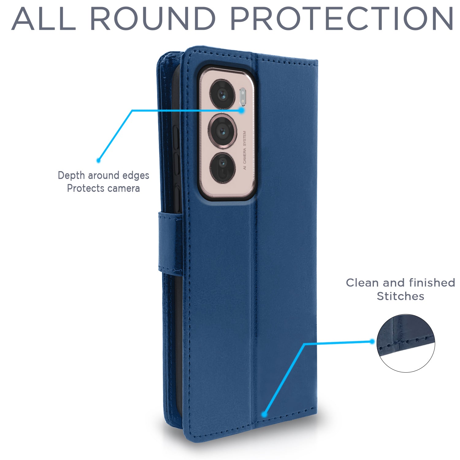 Pikkme Oppo Reno 12 5G Vintage Flip Cover (Blue)