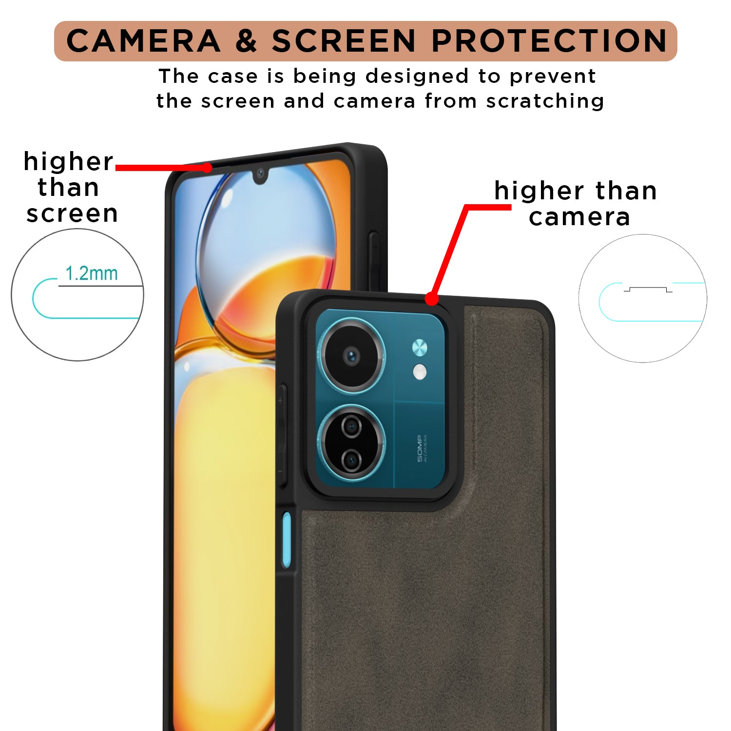 Pikkme Redmi 13C 5G Premium Leatherback Case (Brown)