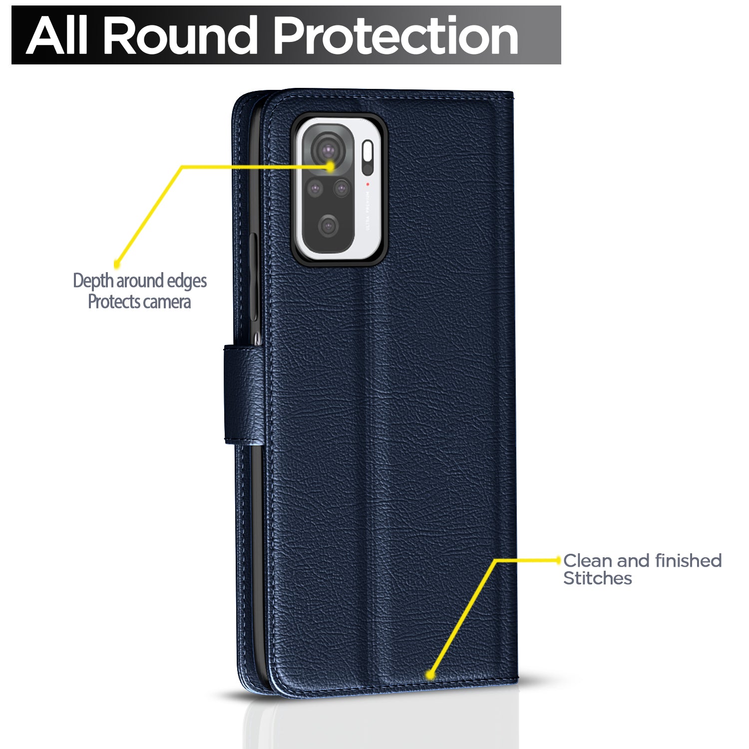 Pikkme Redmi Note 10 / Note 10s Button Flip Cover (Blue)