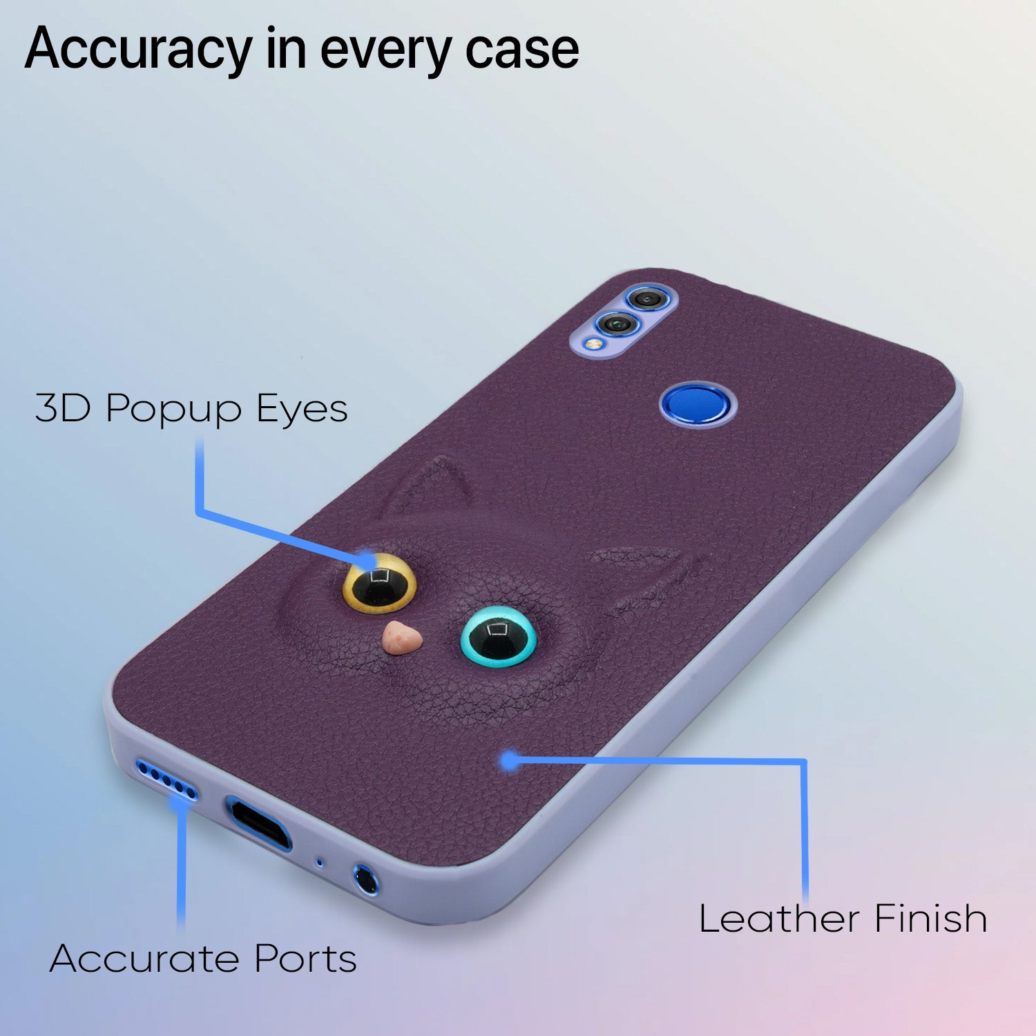 Pikkme Honor 8X Kitty Back Cover (Purple)