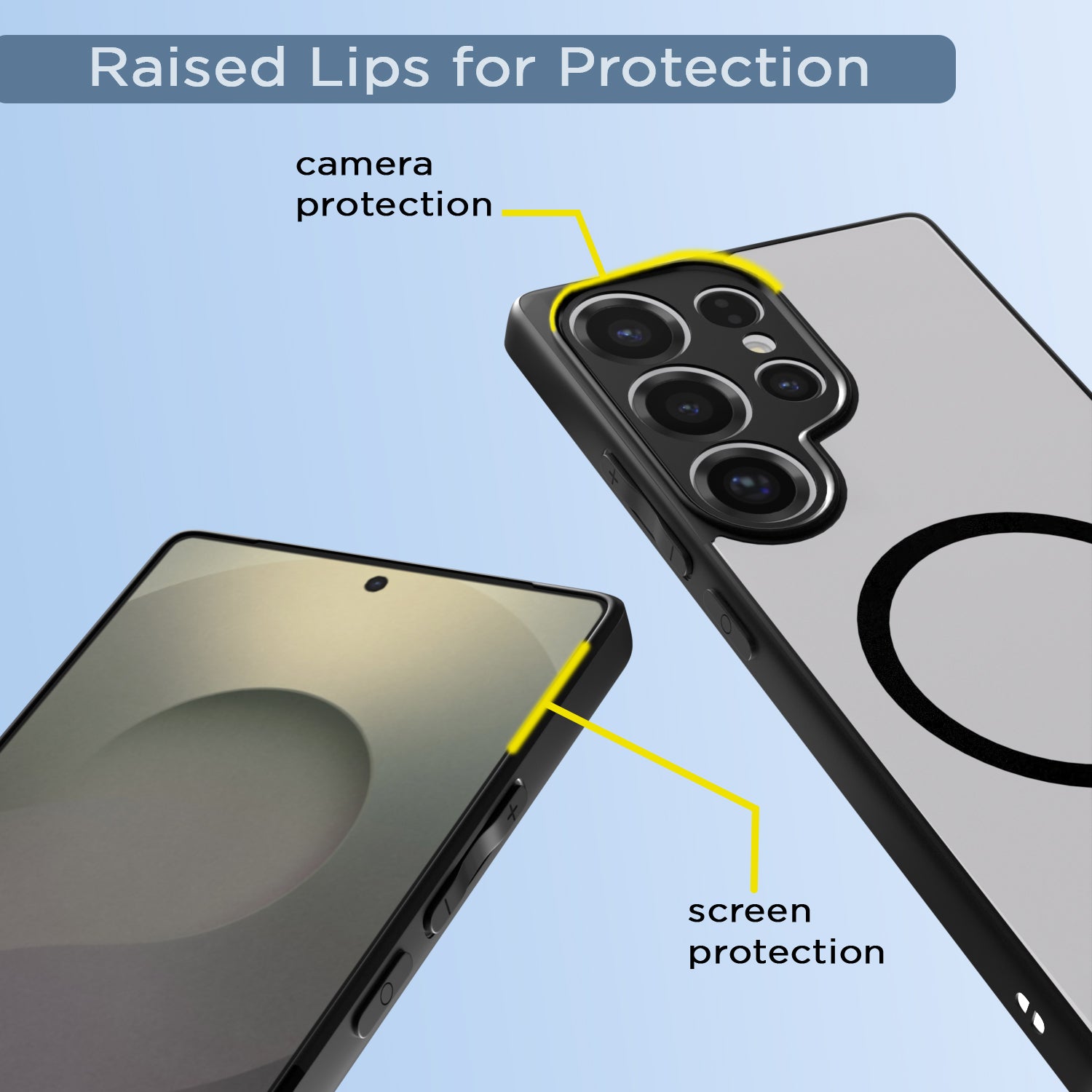 Pikkme Samsung Galaxy S23 Ultra 5G Eagle 2 Mag-Safe Shockproof Hard Transparent Back Cover (Black)