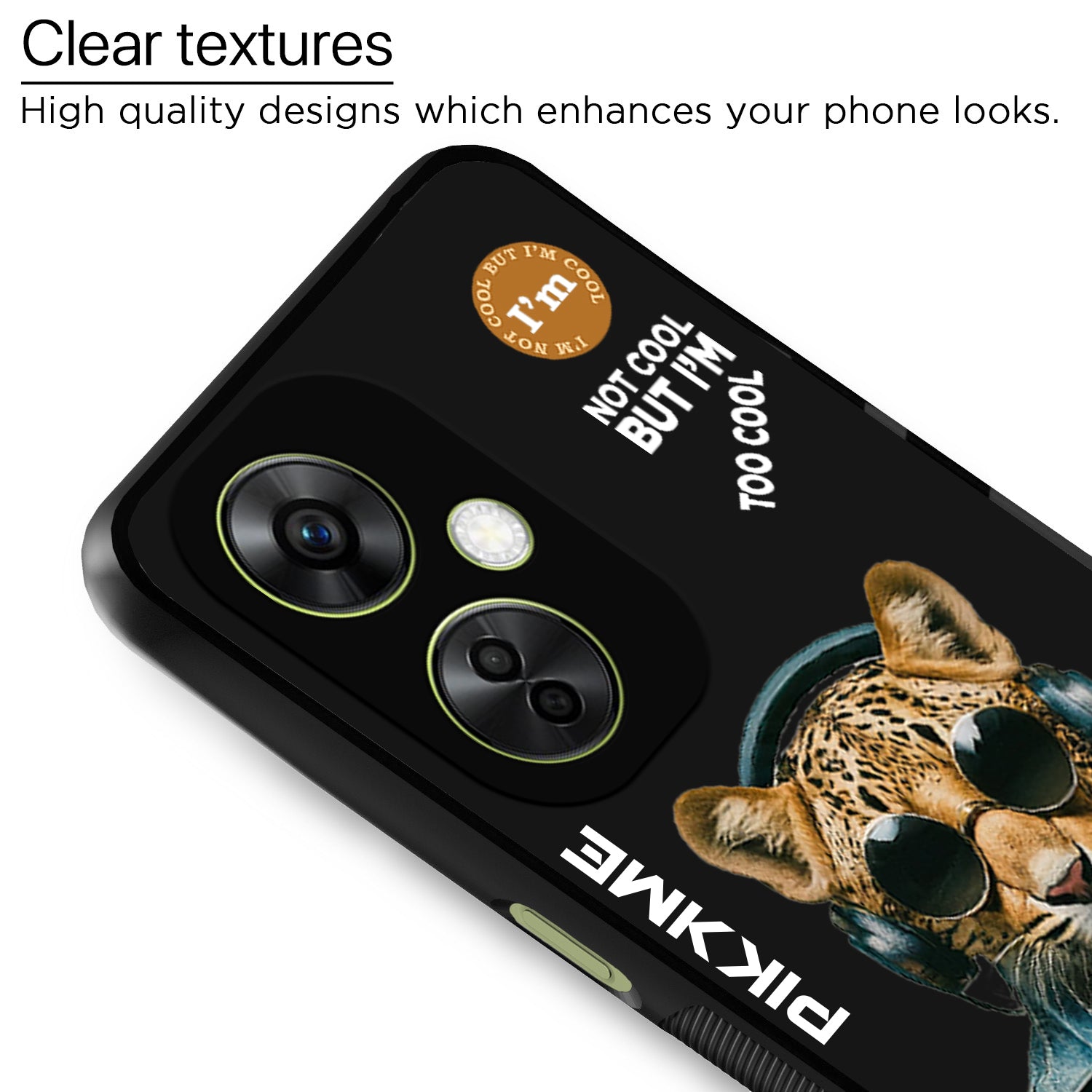 Pikkme Back Cover Pc Tpu + Printed Cool Funky Stylish Black Leopard Swag Raised Edges Camera Protection |Bumper Case For OnePlus Nord Ce 3 Lite 5G