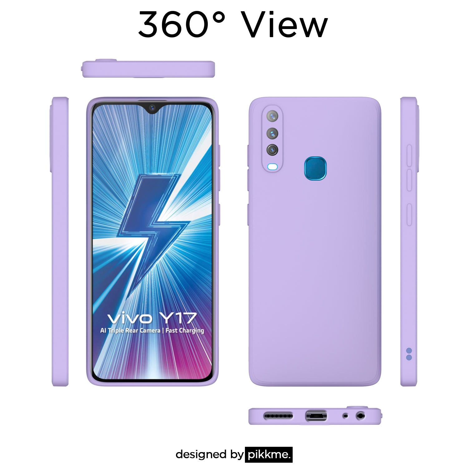 Pikkme Vivo Y12 / Y15 / Y17 / U10 Soft Matte Silicone Shockproof Case | Purple
