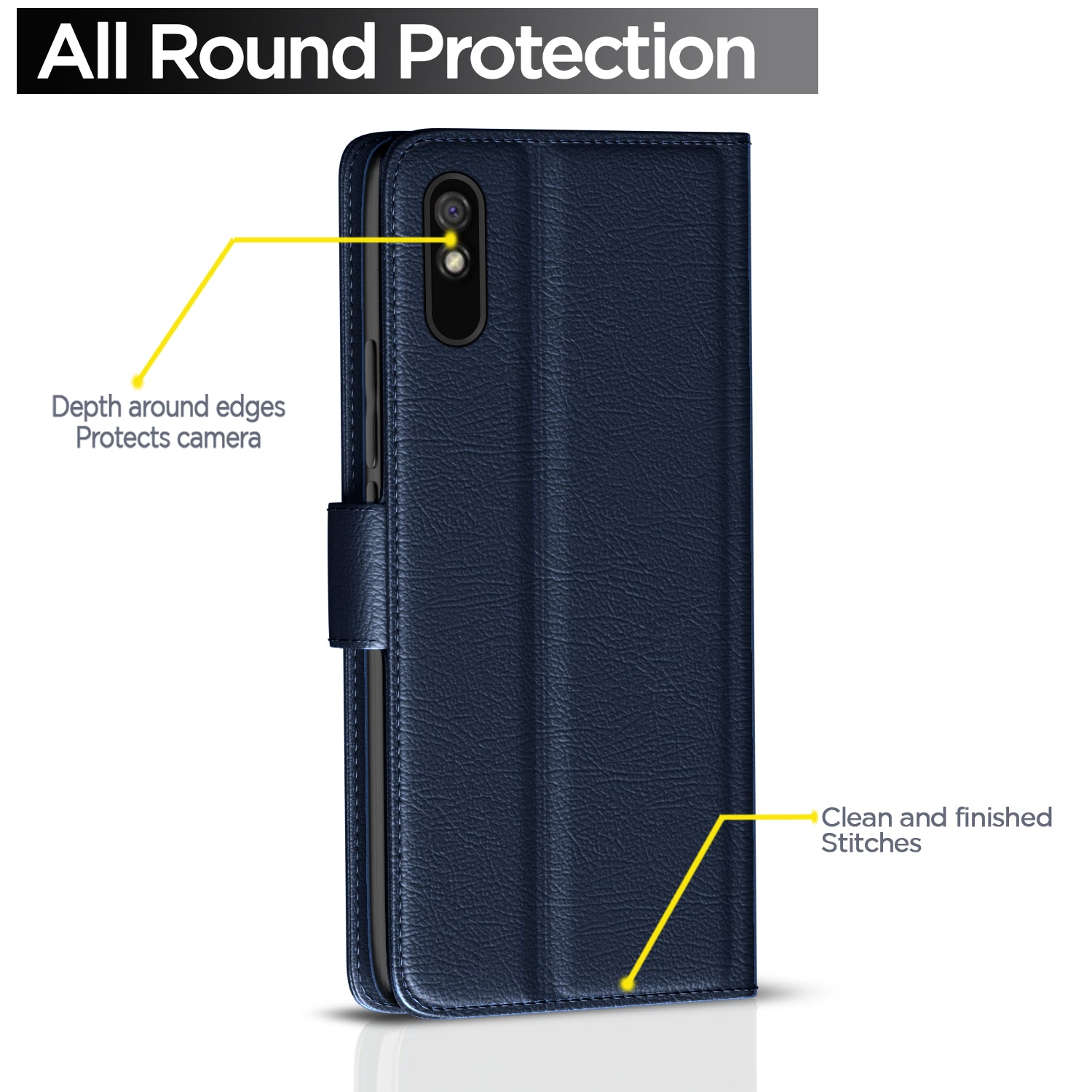 Pikkme Redmi 9A / 9i / 9A Sport Button Flip Cover (Blue)