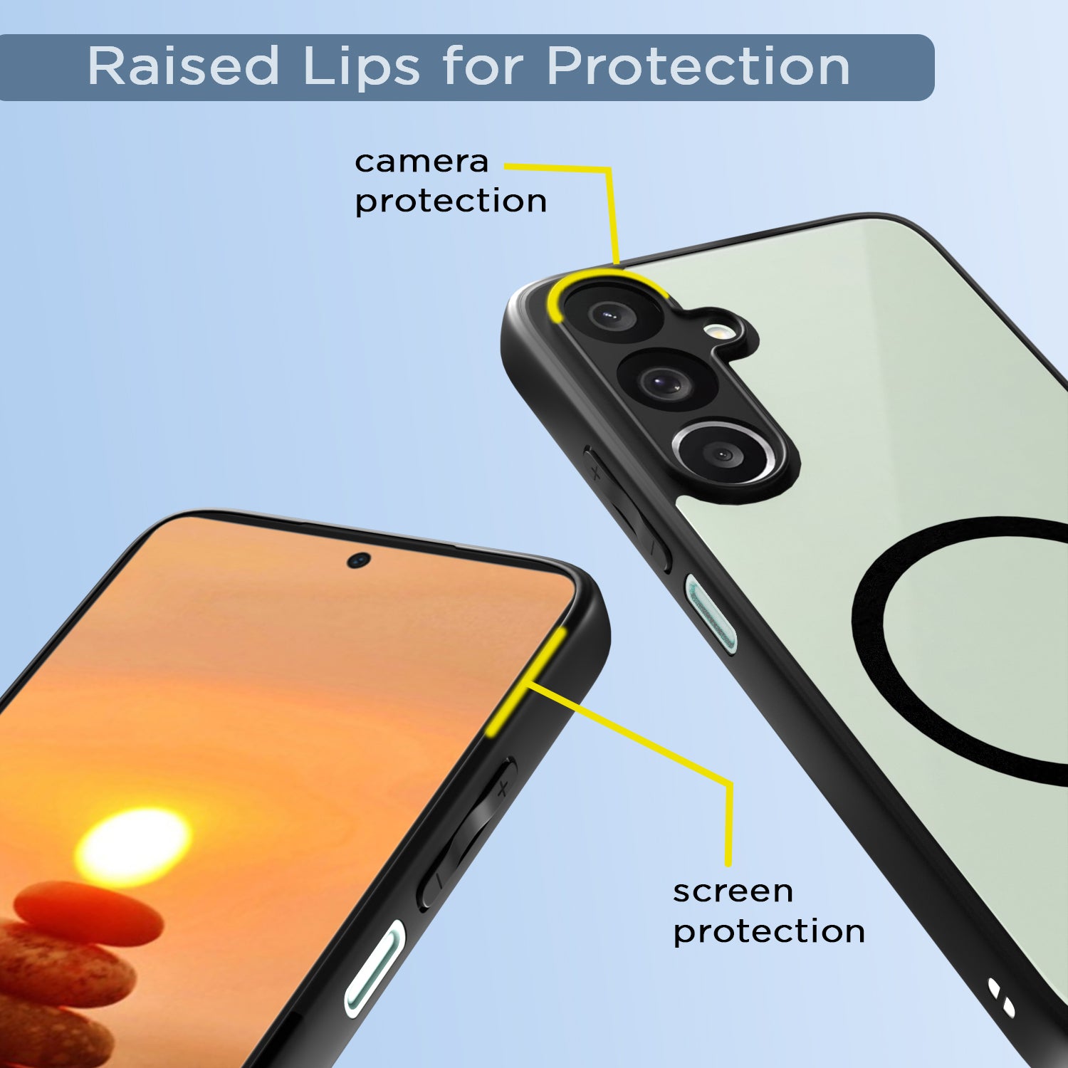 Pikkme Samsung Galaxy M36 5G Eagle 2 Mag-Safe Shockproof Hard Transparent Back Cover (Black)