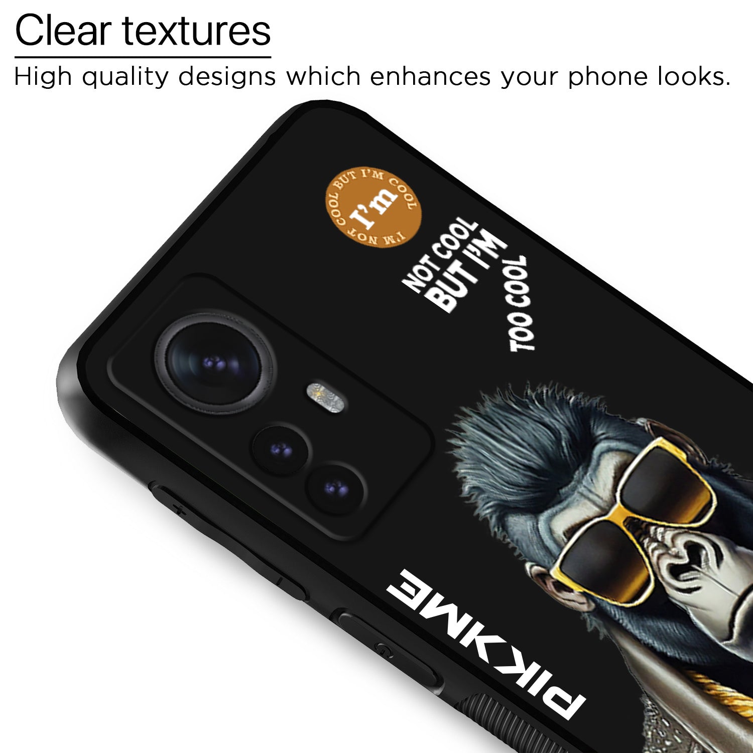Pikkme Stylish Black Gorilla Swag Xiaomi 12 Pro Nim2 Back Cover (Design 07)