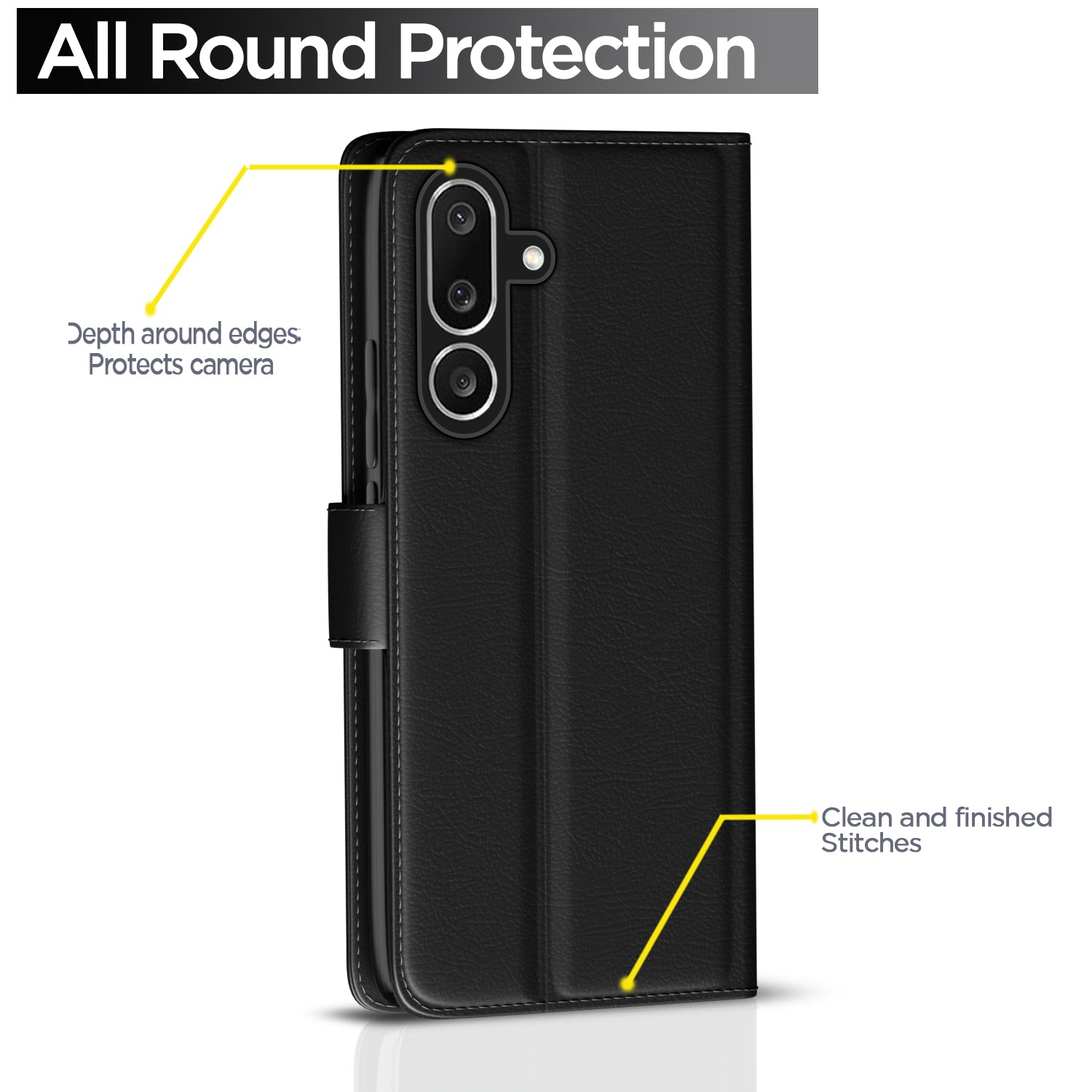 Pikkme Samsung Galaxy M56 5G Vintage Flip Cover (Black)
