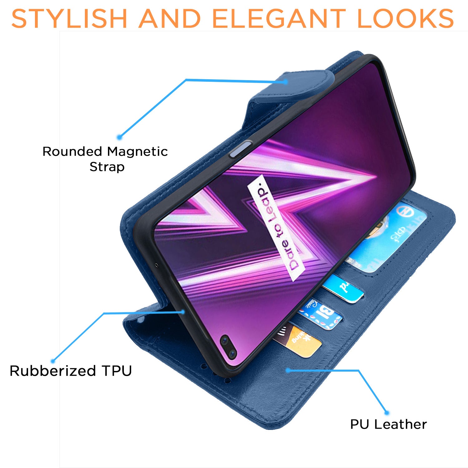 Pikkme Realme 6 Pro Vintage Flip Cover | Blue