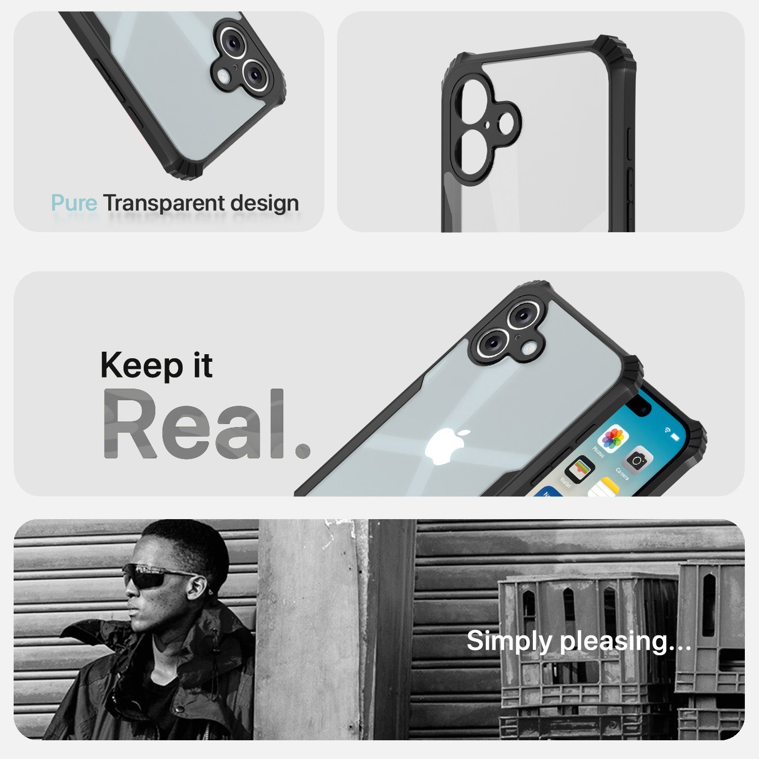 Pikkme iPhone 16 Pro Shockproof Eagle Clear Transparent Back Cover (Black)