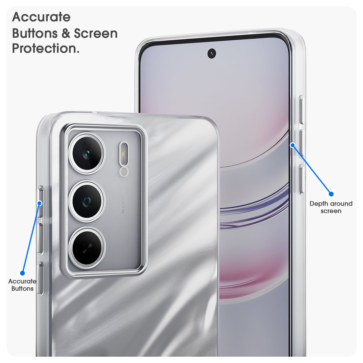 Pikkme Realme Narzo 80x 5G / Realme P3x 5G / Realme 14X 5G Swirl Design Silver Forest Back Cover (Silver)