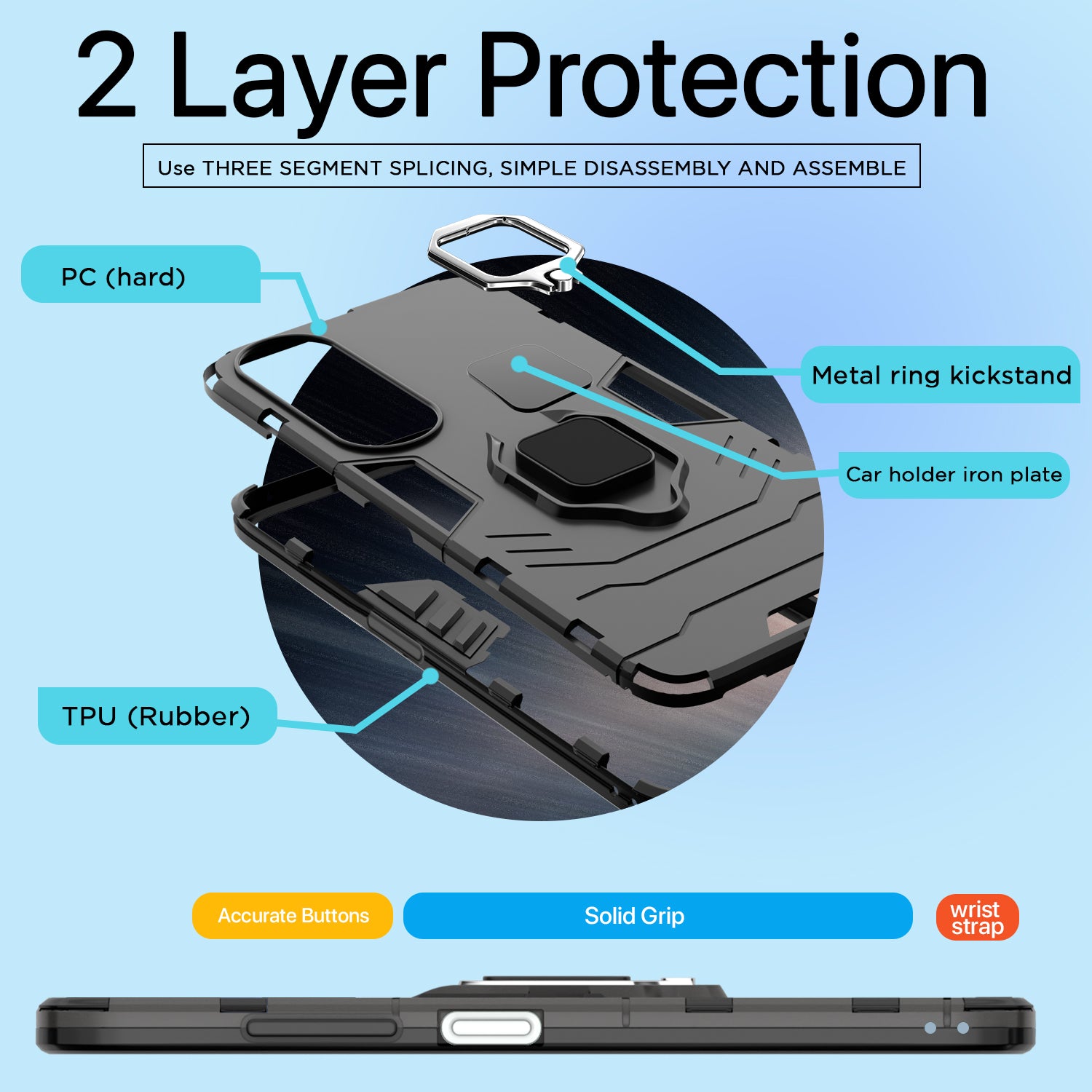 Pikkme Oppo K12x 5G D5 Tough Armor Back Cover (Black)