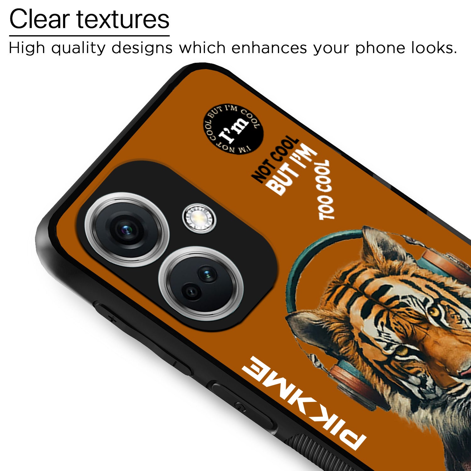 Pikkme Back Cover Pc Tpu + Printed Cool Funky Stylish Brown Tiger Swag Raised Edges Camera Protection |Bumper Case For OnePlus Nord Ce 3 5G