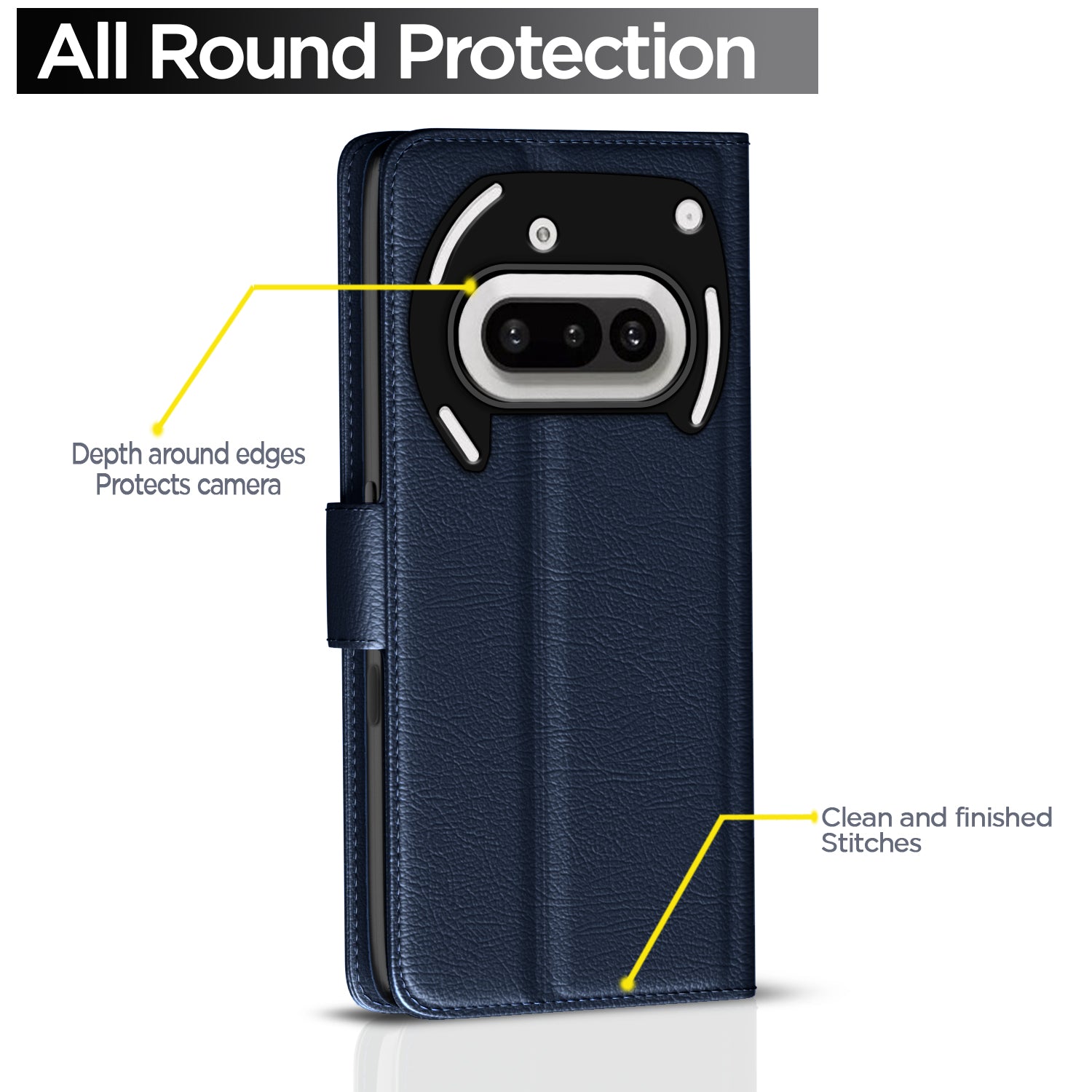 Pikkme Nothing Phone 3a 5G Vintage Flip Cover (Blue)