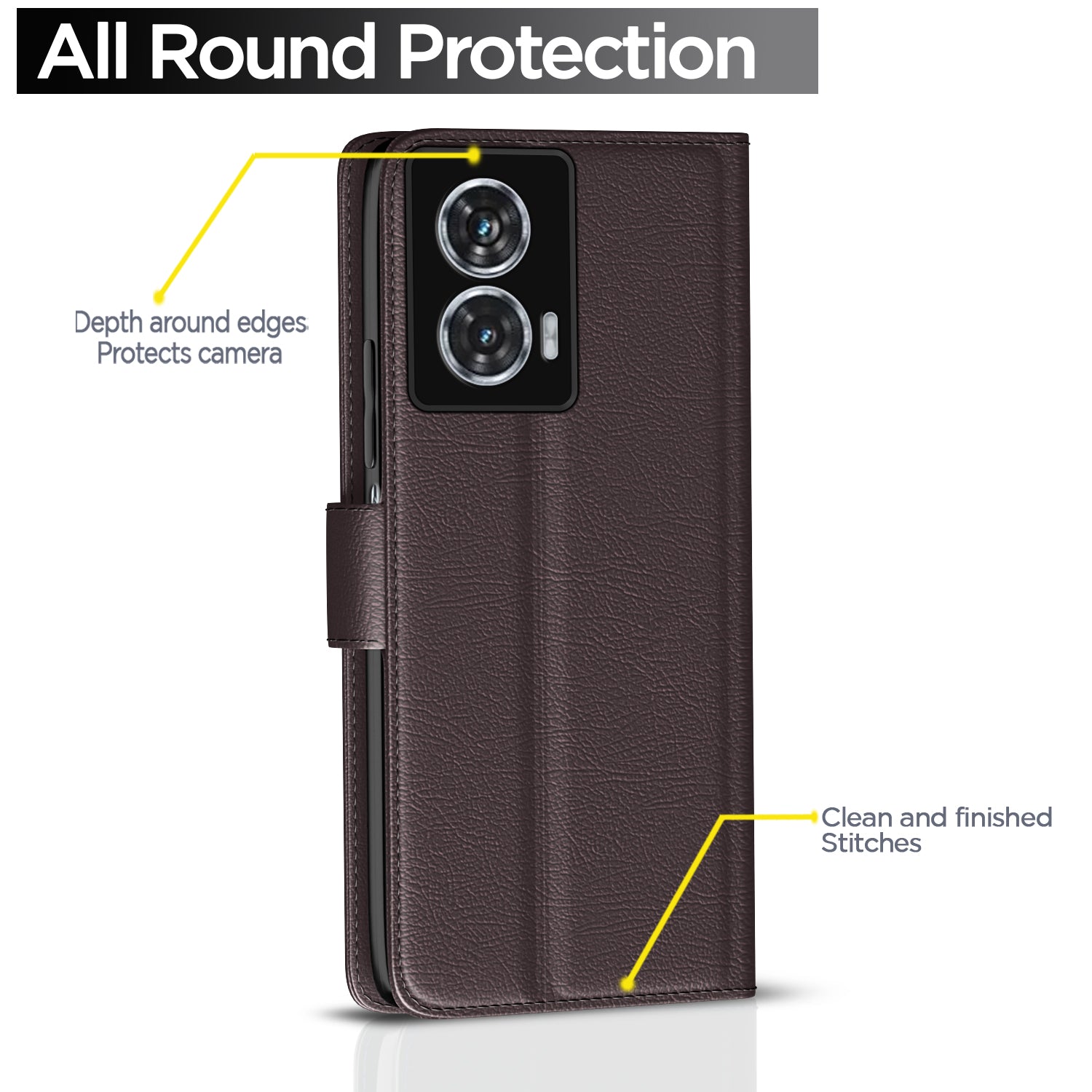 Pikkme Motorola Moto G85 5G Vintage Flip Cover (Coffee)