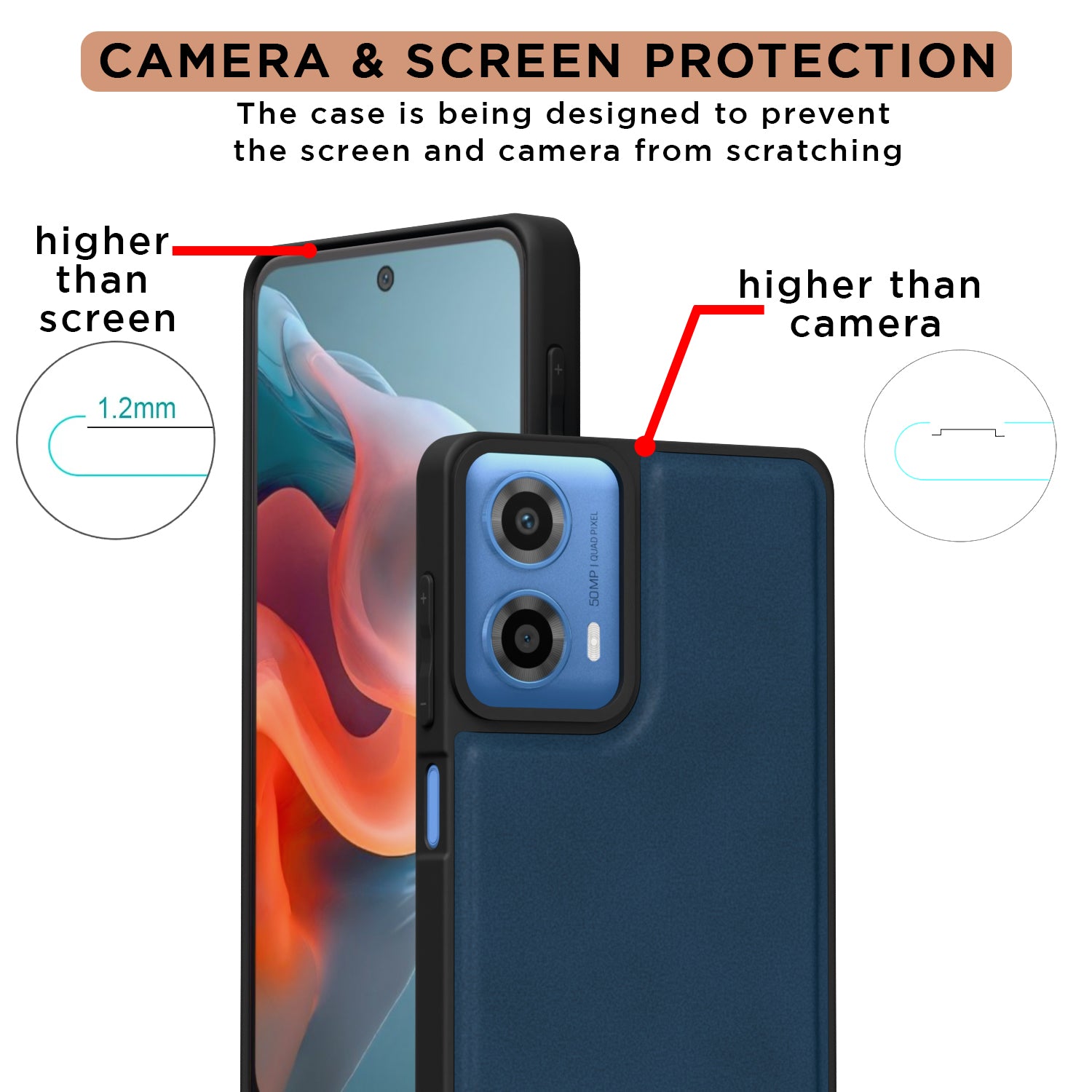 Pikkme Motorola Moto G34 / G45 5G Premium Super Soft-Touch Leatherback Case (Blue)
