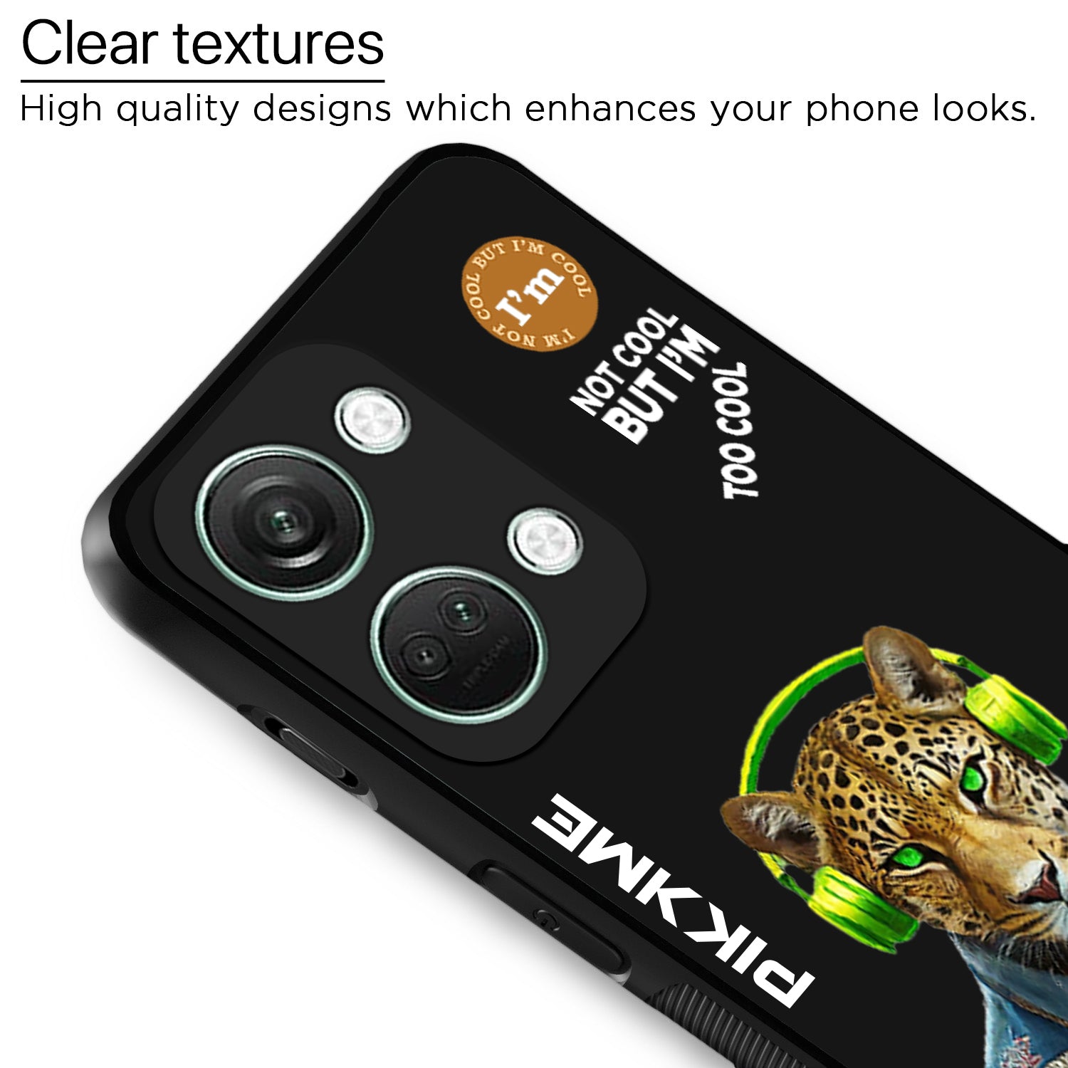 Pikkme Back Cover Pc Tpu + Printed Cool Funky Stylish Black Leopard Swag Raised Edges Camera Protection |Bumper Case For OnePlus Nord 3 5G