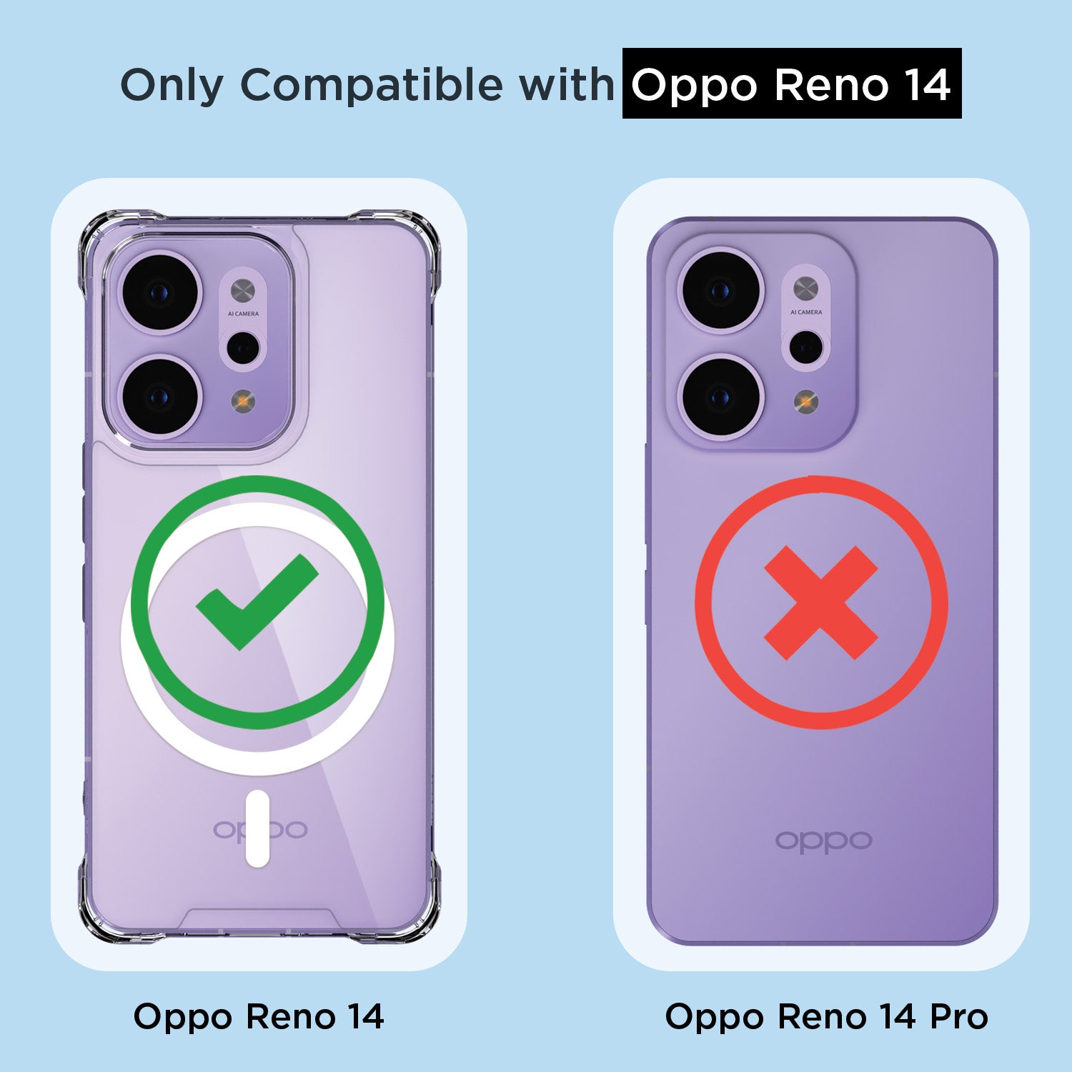 Pikkme Oppo Reno 14 5G Mag-Safe Shockproof PC + TPU Back Cover (Transparent)
