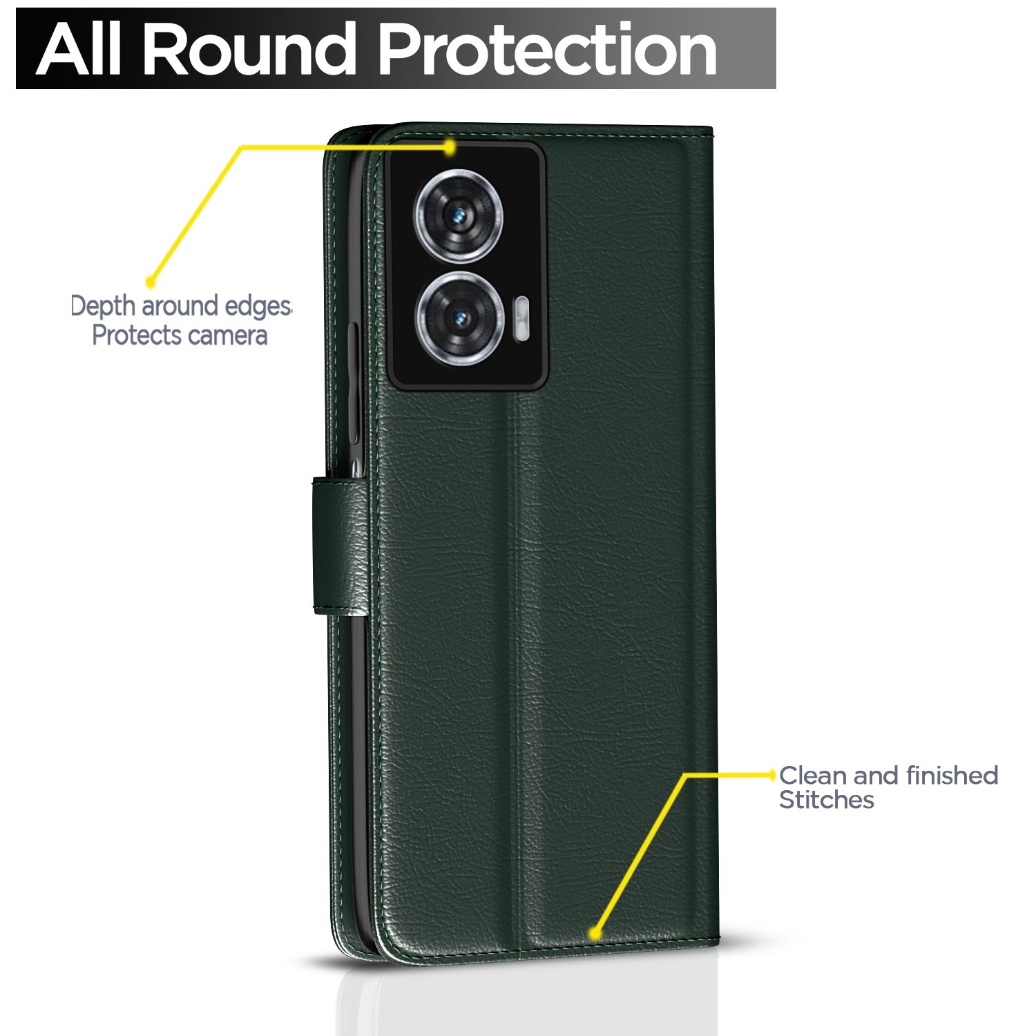 Pikkme Motorola Moto G85 5G Vintage Flip Cover (Green)