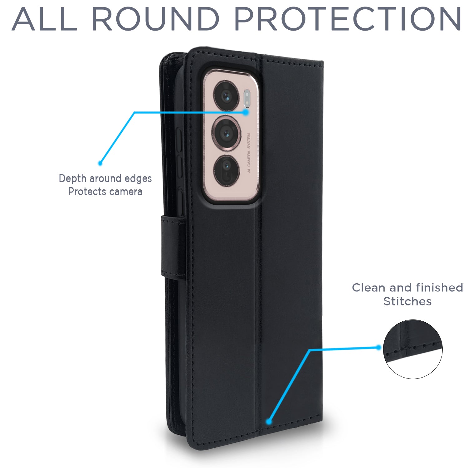 Pikkme Oppo Reno 12 5G Vintage Flip Cover (Black)