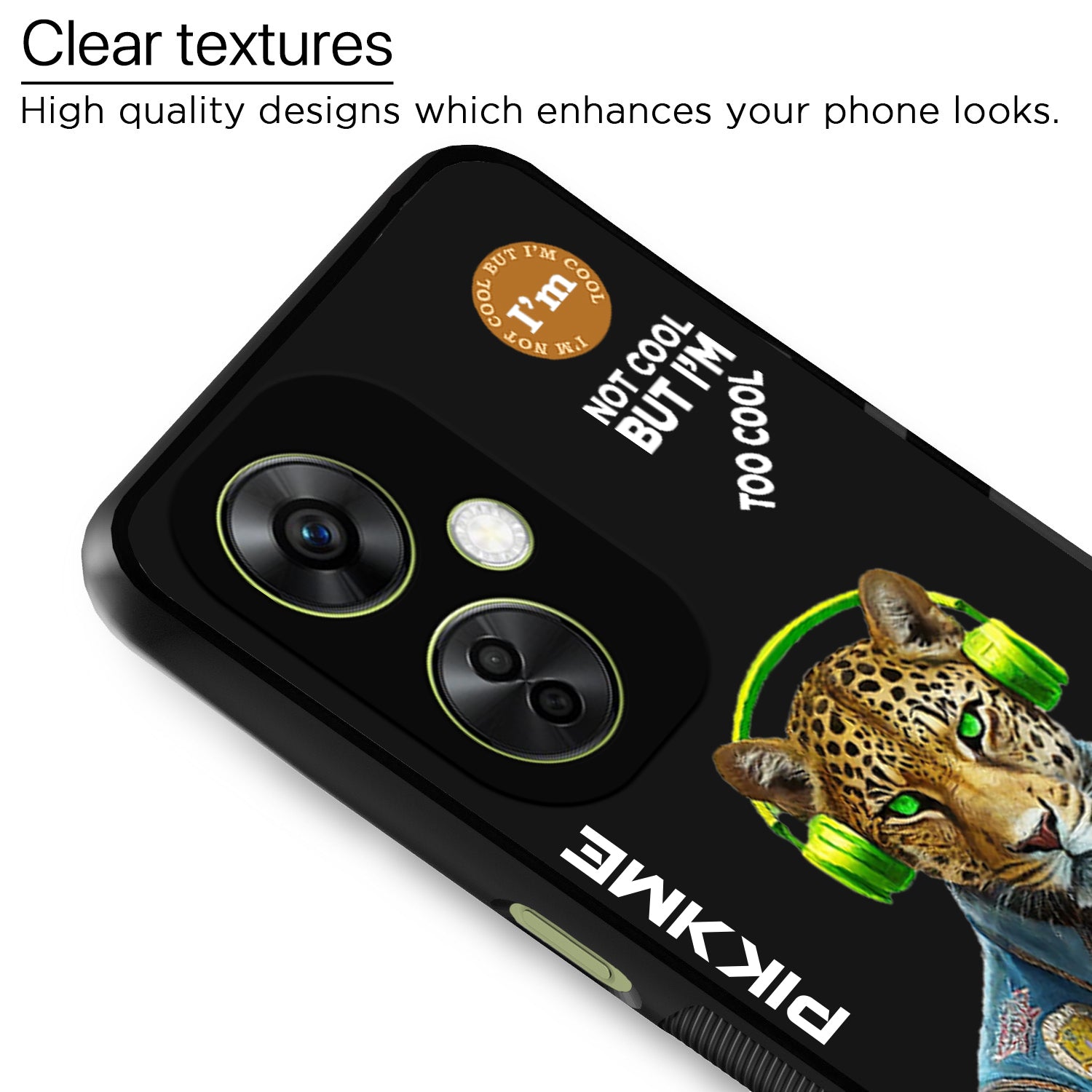 Pikkme Back Cover Pc Tpu + Printed Cool Funky Stylish Black Leopard Swag Raised Edges Camera Protection |Bumper Case For OnePlus Nord Ce 3 Lite 5G