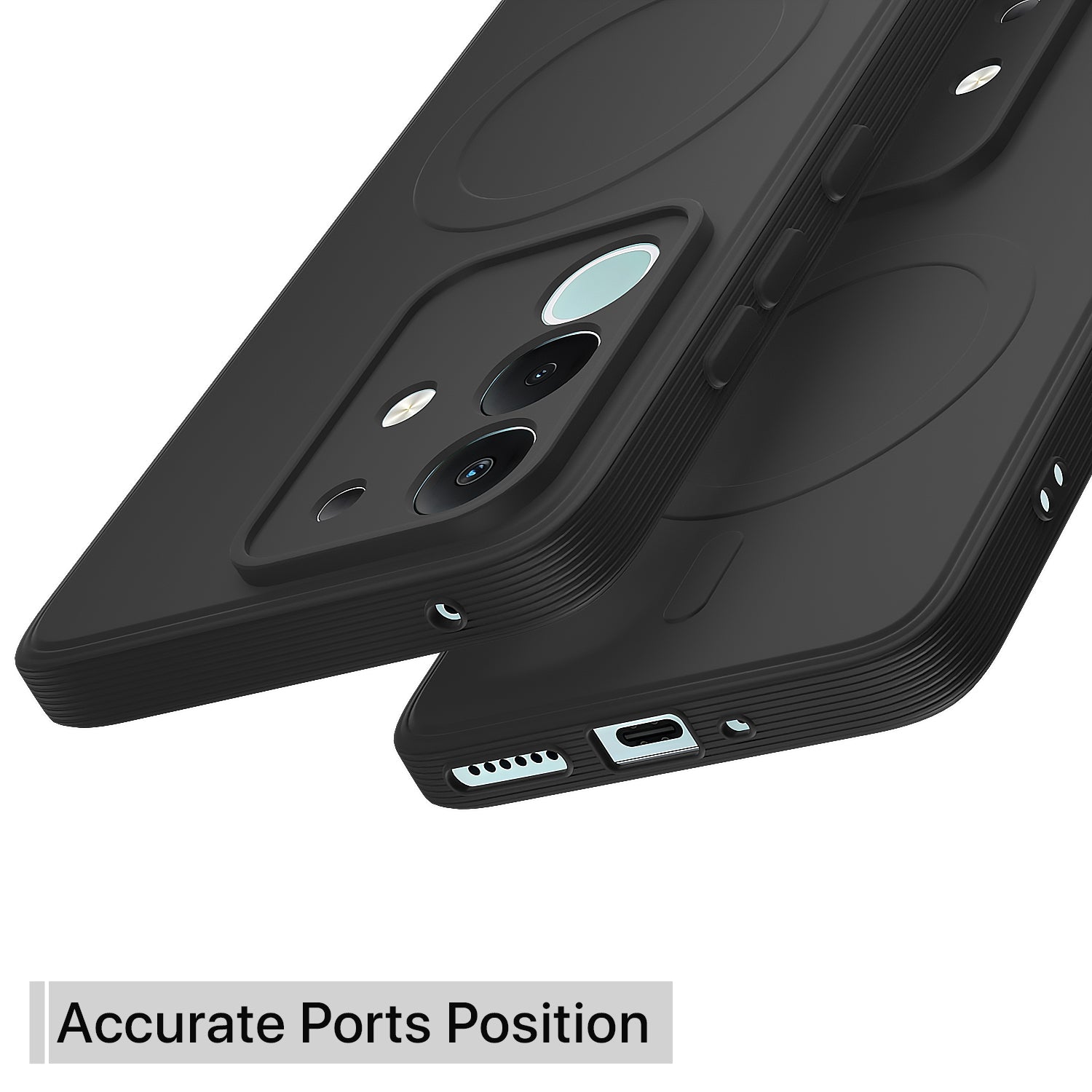 Pikkme Vivo T4x 5G / iQOO Z10x 5G / Vivo Y31 Pro 5G Matte Silicone Mag-Safe Style logo (not mag-safe compatible) Back Cover (Black)