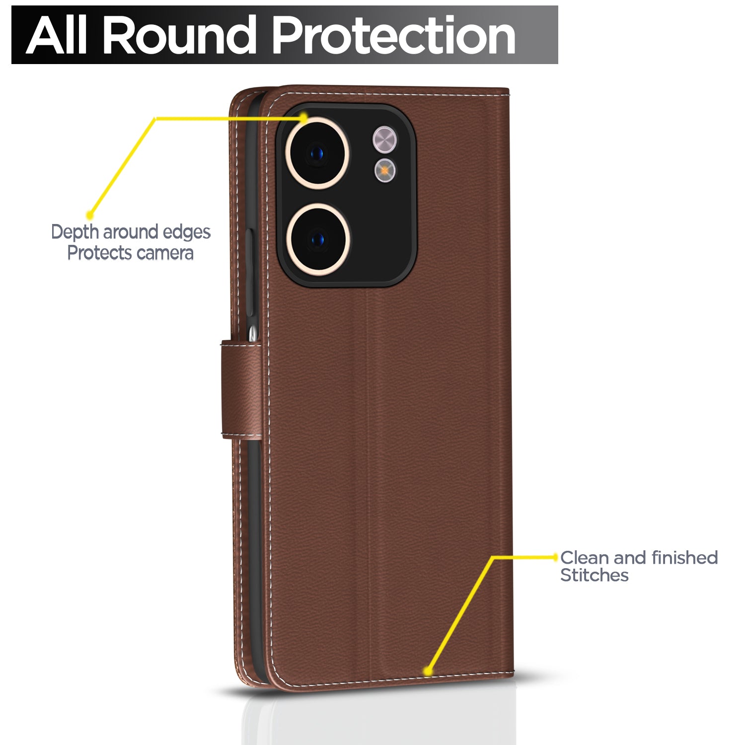 Pikkme Oppo A5x Contrast Double Flip Cover (Tan)
