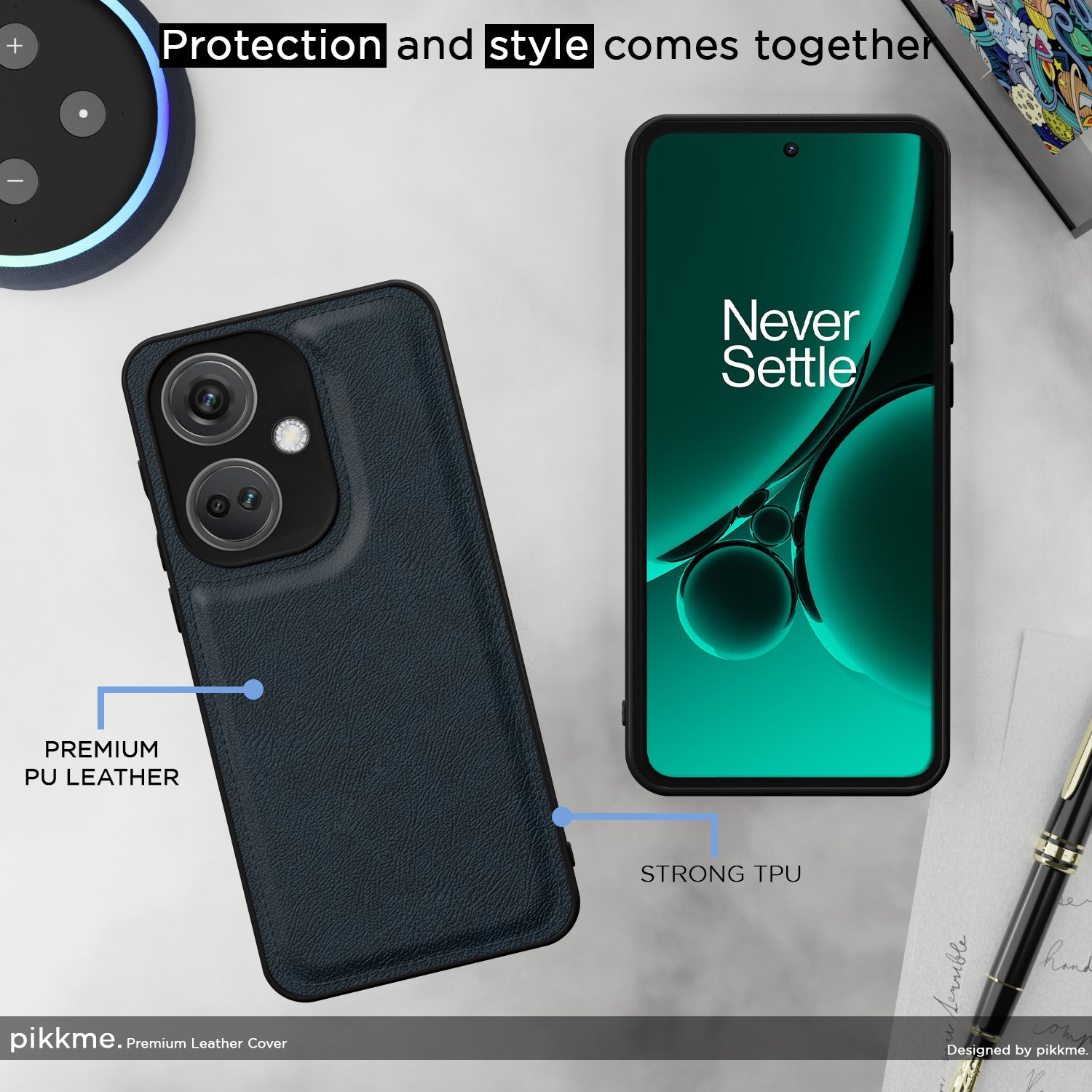 Pikkme OnePlus Nord Ce 3 5G Leatherback Back Case | Blue