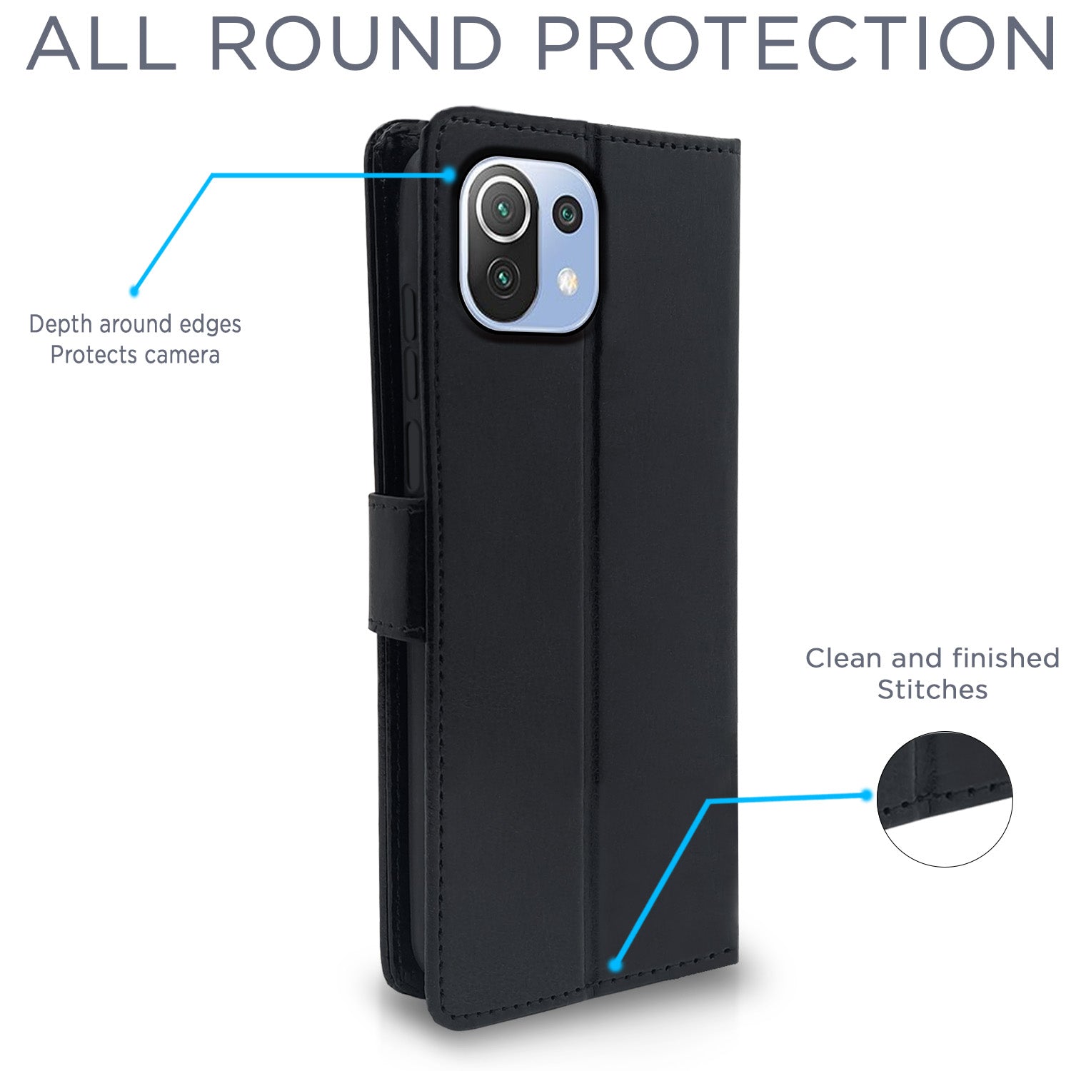 Pikkme Mi 11 Lite Vintage Flip Cover (Black)