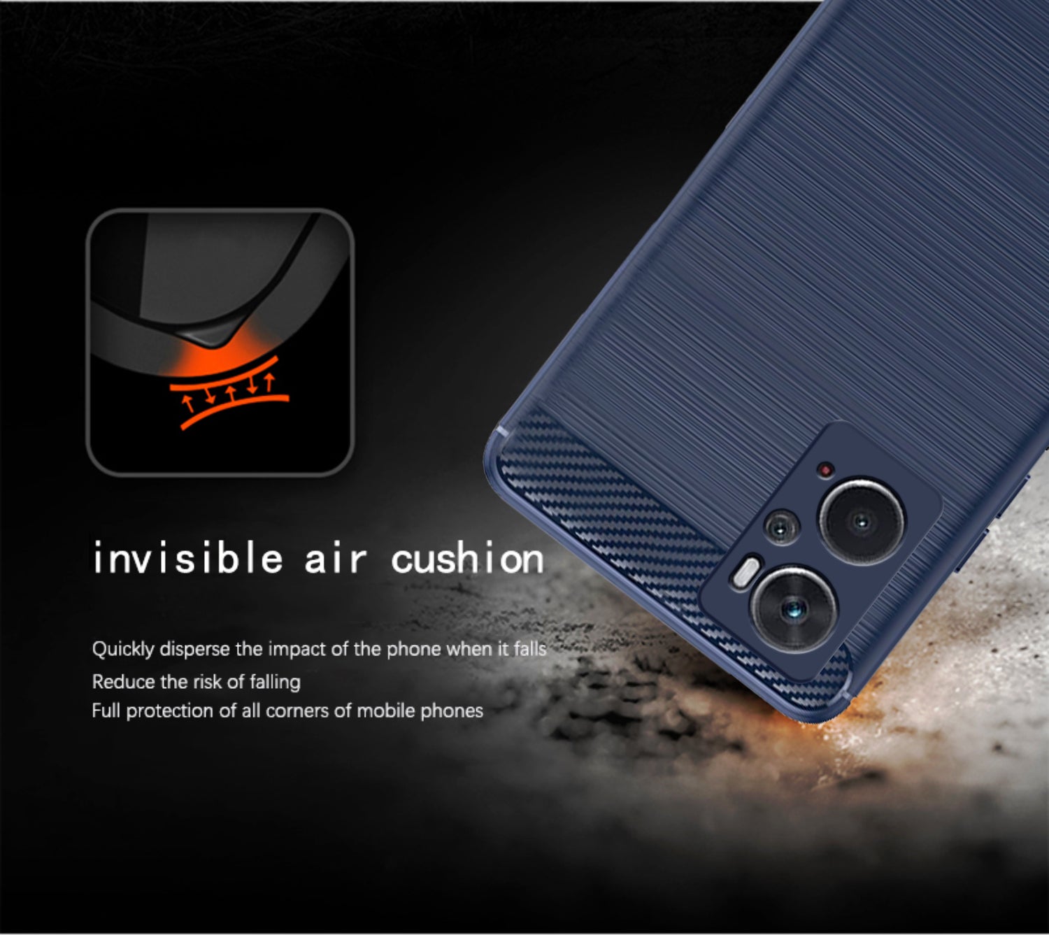 Pikkme Oppo K10 Hybrid Carbon Fiber Back Cover (Blue)