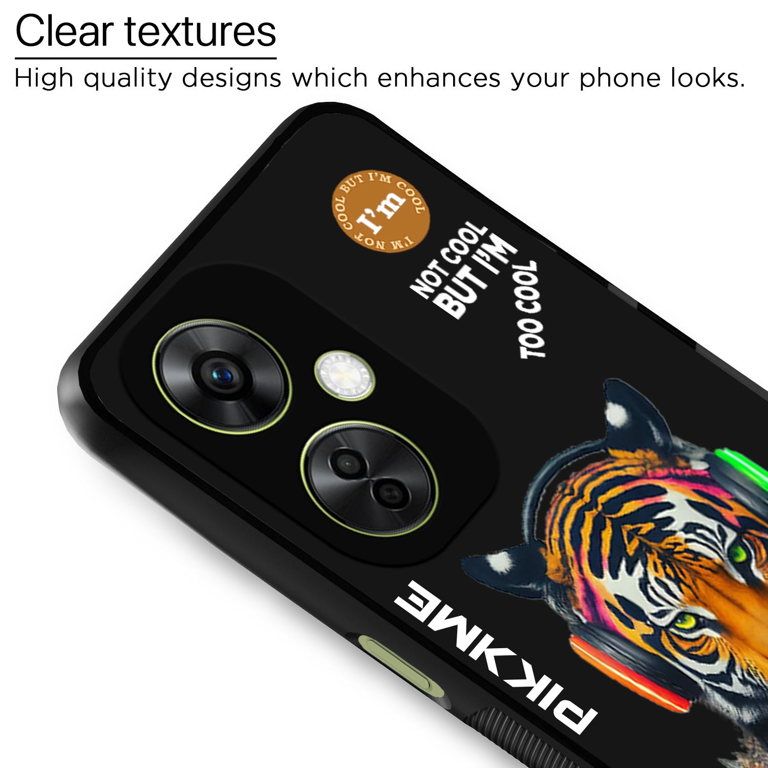 Pikkme Back Cover Pc Tpu + Printed Cool Funky Stylish Black Tiger Swag Raised Edges Camera Protection |Bumper Case For OnePlus Nord Ce 3 Lite 5G