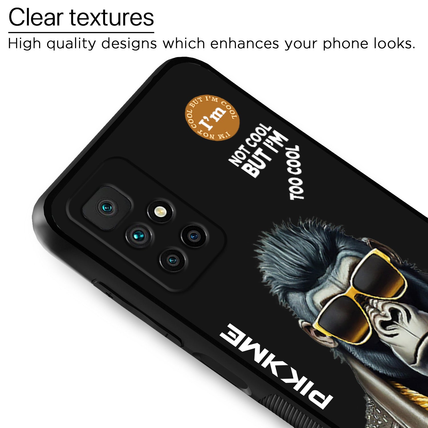 Pikkme Stylish Black Gorilla Swag Redmi 10 Prime Nim2 Back Cover (Design 07)