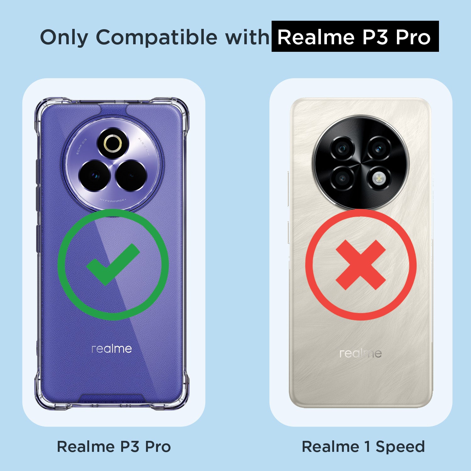 Pikkme Realme P3 Pro 5G PC + TPU Crystal Clear Back Cover (Transparent)
