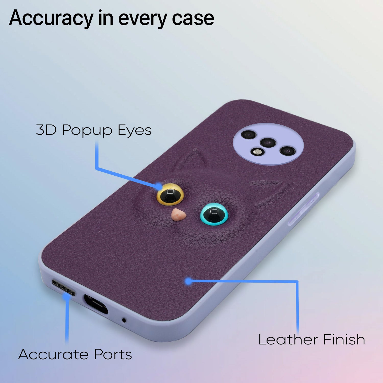 Pikkme Oneplus 7T Kitty Back Cover (Purple)