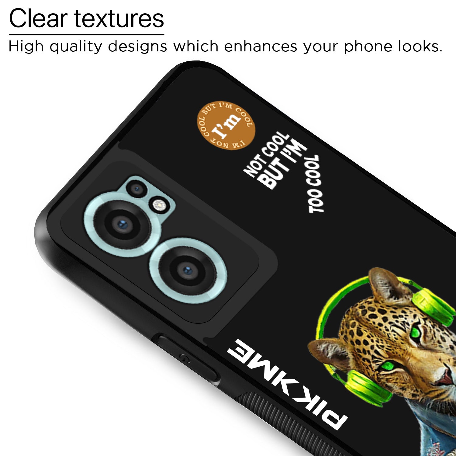 Pikkme Back Cover Pc Tpu + Printed Cool Funky Stylish Black Leopard Swag Raised Edges Camera Protection |Bumper Case For OnePlus Nord Ce 2 5G