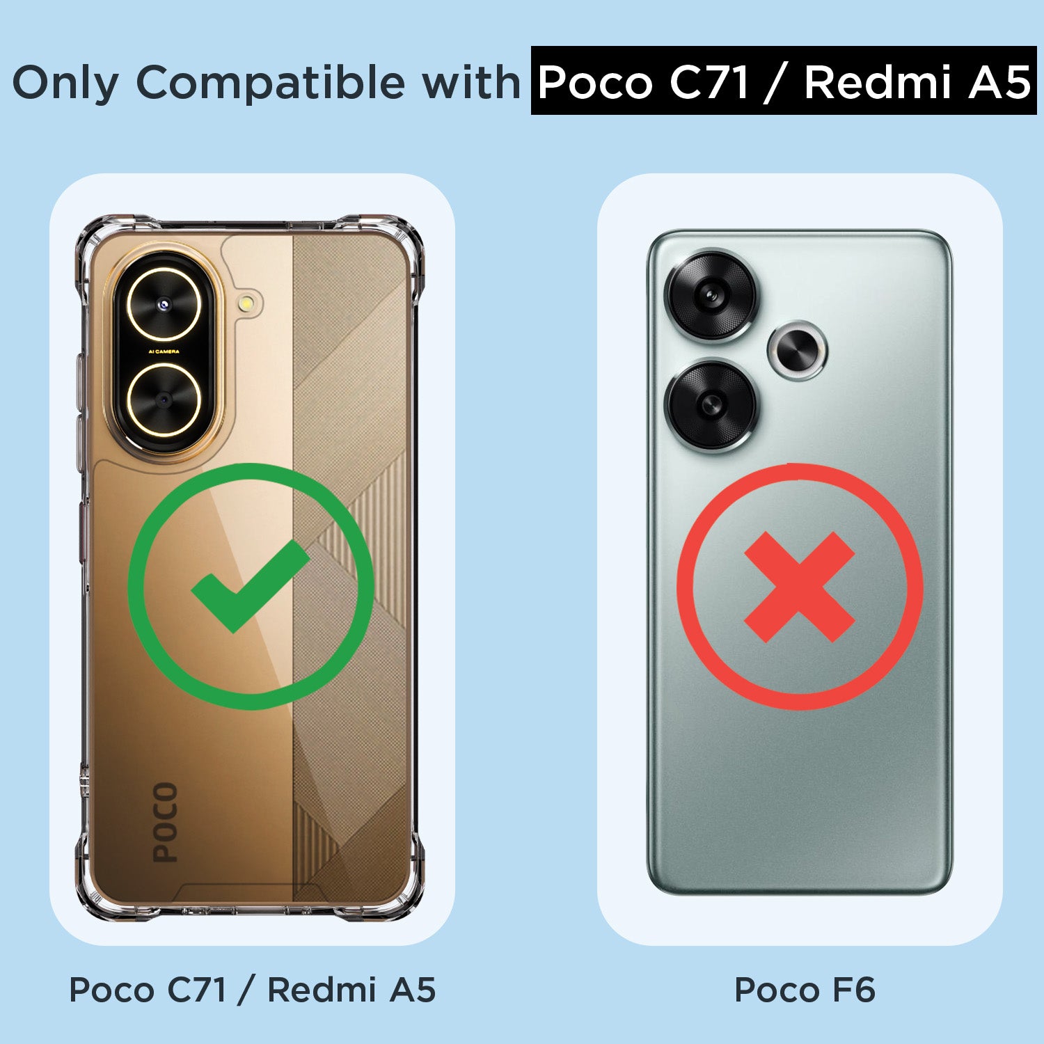 Pikkme Redmi A5 / Poco C71 PC + TPU Clear Transparent Back Cover (Transparent)