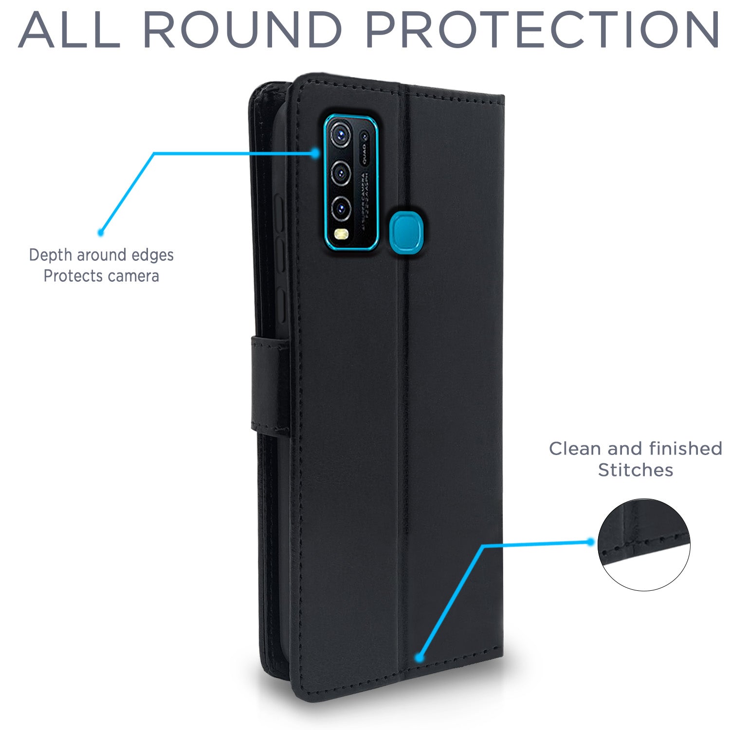 Pikkme Vivo Y30 Flip Vintage Flip Cover | Black