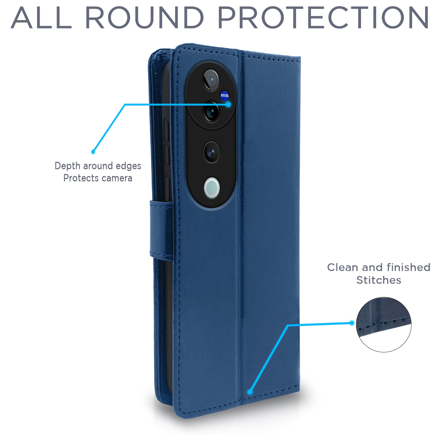 Vivo V40 5G / V40 Pro 5G / T3 Ultra 5G Vintage Flip Cover (Blue)
