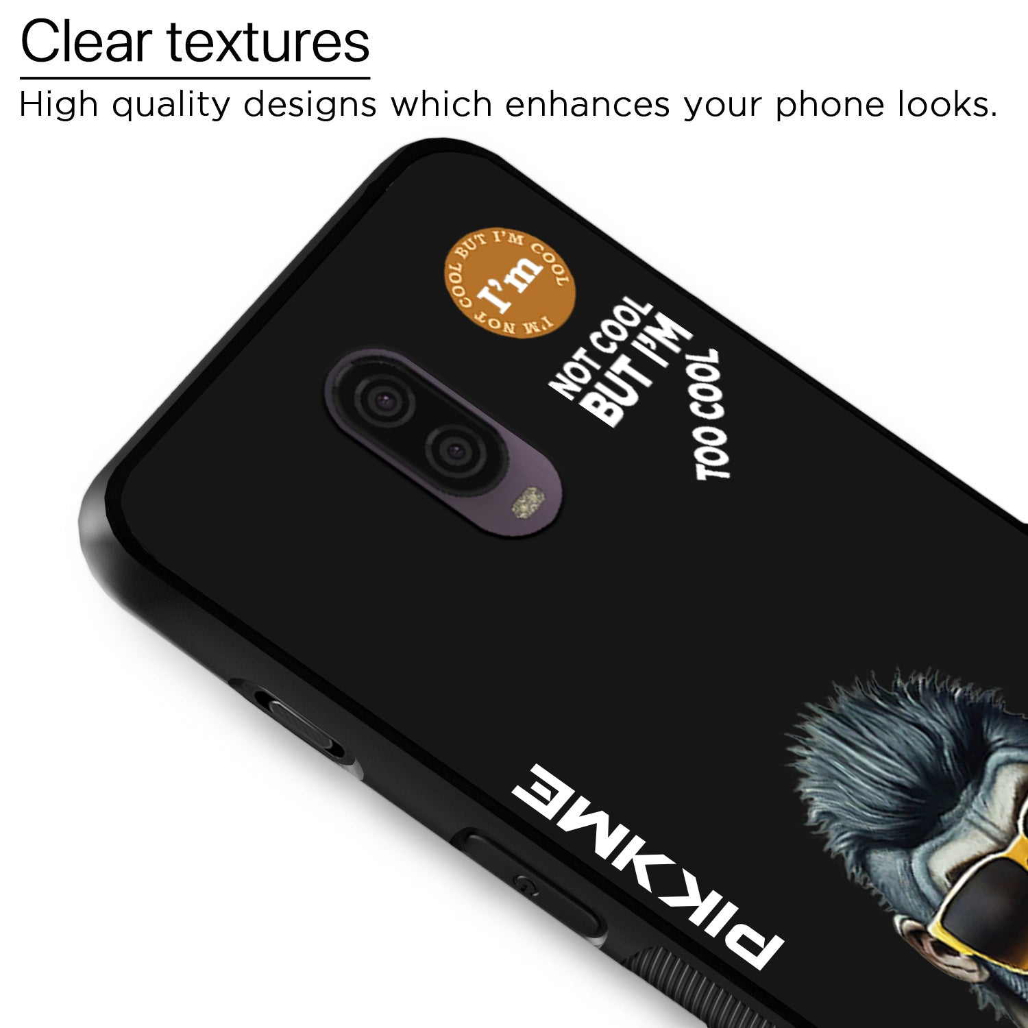 Pikkme Back Cover Pc Tpu + Printed Cool Funky Stylish Black Gorilla Swag Raised Edges Camera Protection |Bumper Case For OnePlus 6T (Design 07)