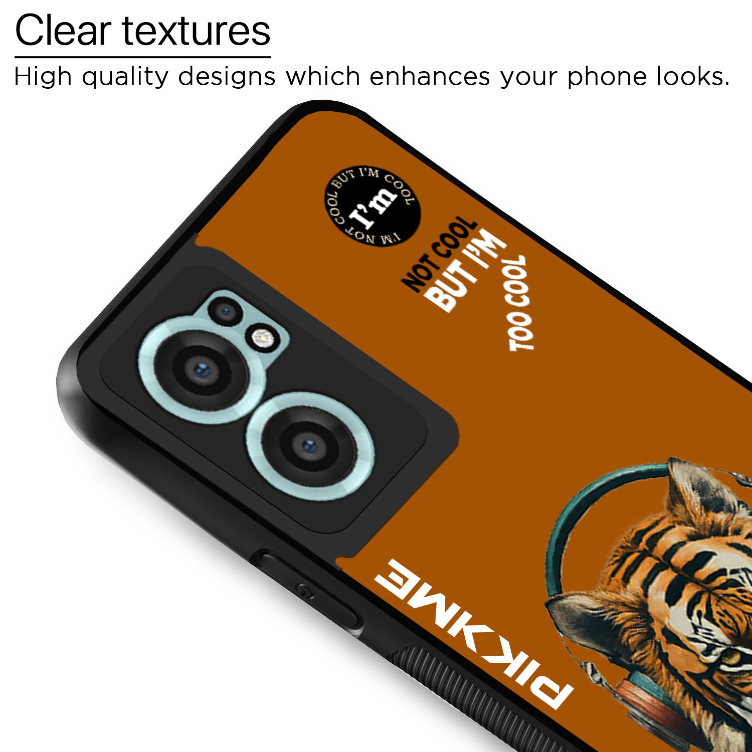 Pikkme Back Cover Pc Tpu + Printed Cool Funky Stylish Brown Tiger Swag Raised Edges Camera Protection |Bumper Case For OnePlus Nord Ce 2 5G