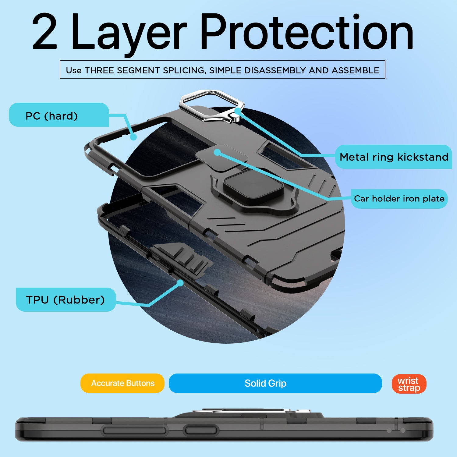 Pikkme Poco M7 Pro 5G D5 Tough Armor Back Cover (Black)