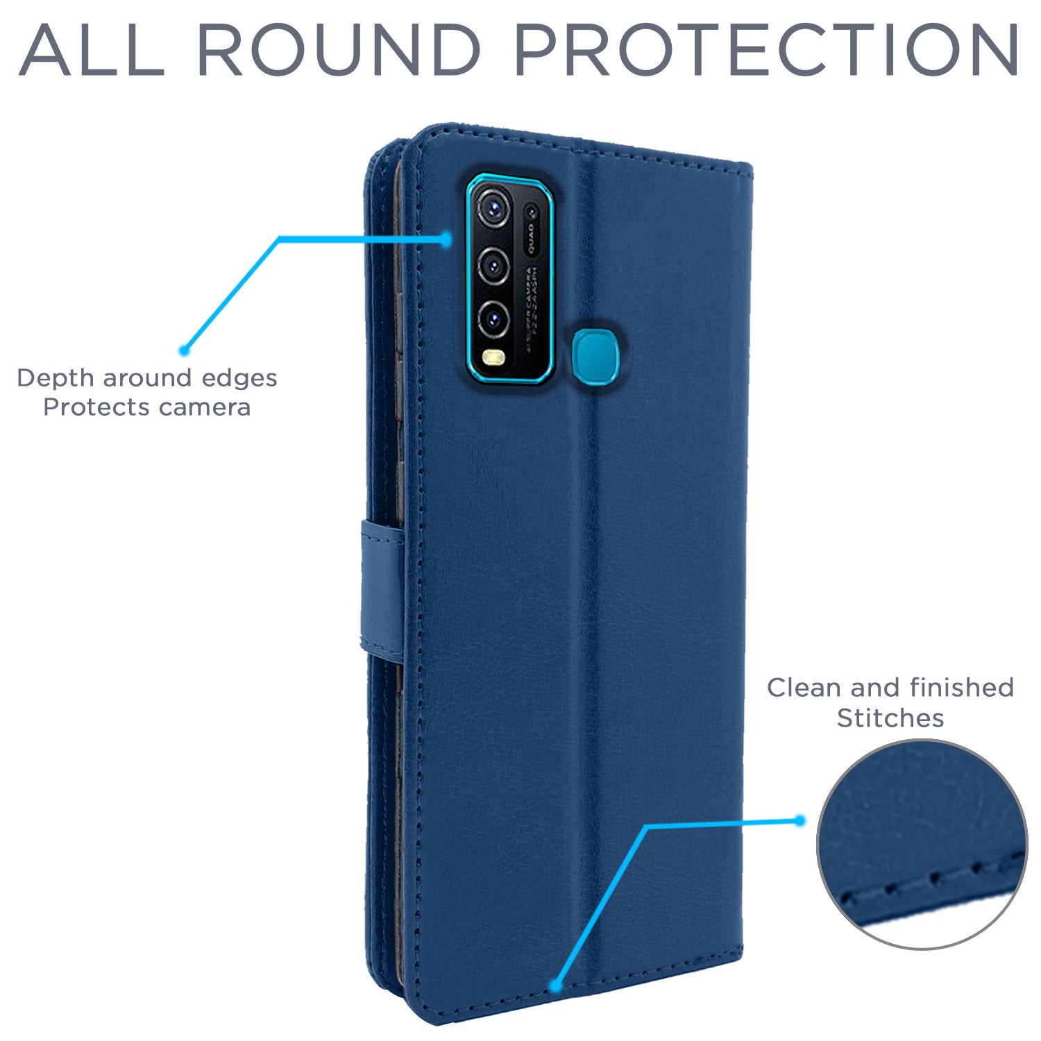 Pikkme Vivo Y30 Flip Vintage Flip Cover | Blue