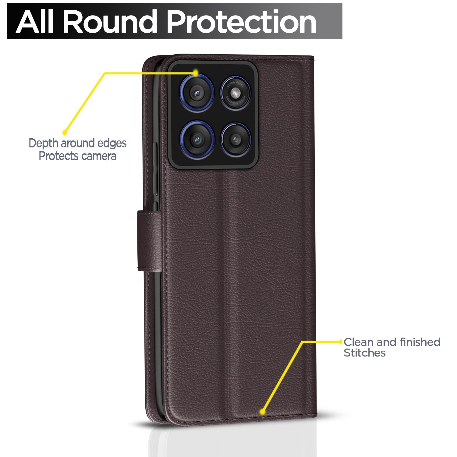 Pikkme Motorola Moto Edge 60 Pro 5G Vintage Flip Cover (Coffee)