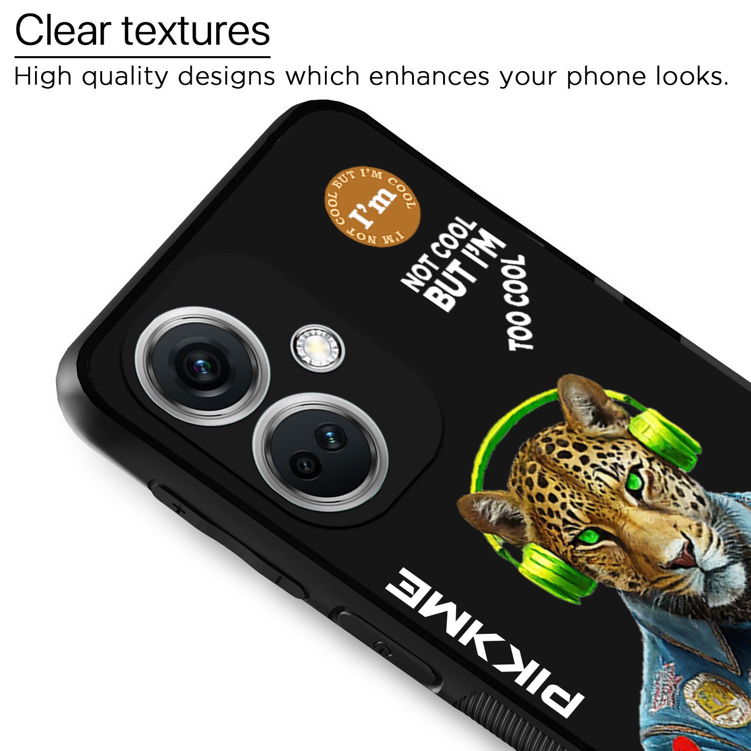 Pikkme Back Cover Pc Tpu + Printed Cool Funky Stylish Black Leopard Swag Raised Edges Camera Protection |Bumper Case For OnePlus Nord Ce 3 5G