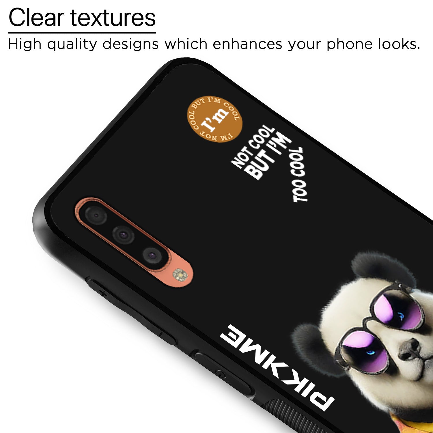 Pikkme Stylish Black Panda Swag Samsung Galaxy A50 Back Cover (Design 05)